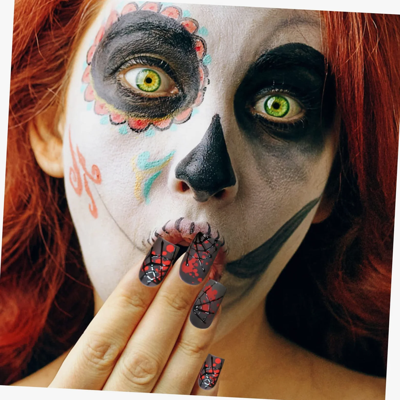 Healeved 5 Set Di Adesivi Per Unghie Per Ragazzi E Ragazze Decalcomanie Per Nail Art Di Halloween Unghie Ragno Gotiche Da Premere Sulle Unghie Corte 4 Fogli * 5
