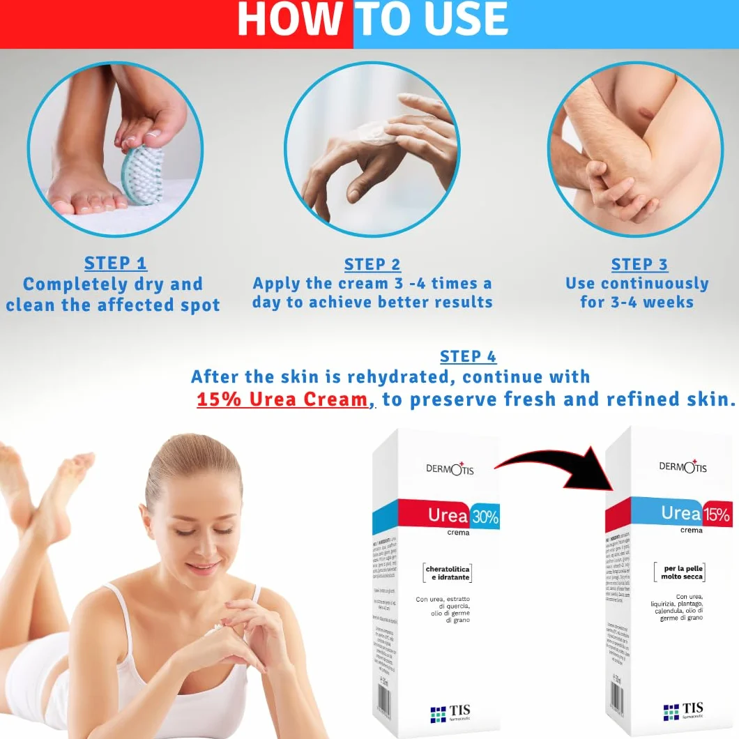 TIS Crema con urea 30% per cicatrici eczemi psoriasi con acido lattico e alfaidrossiacidi