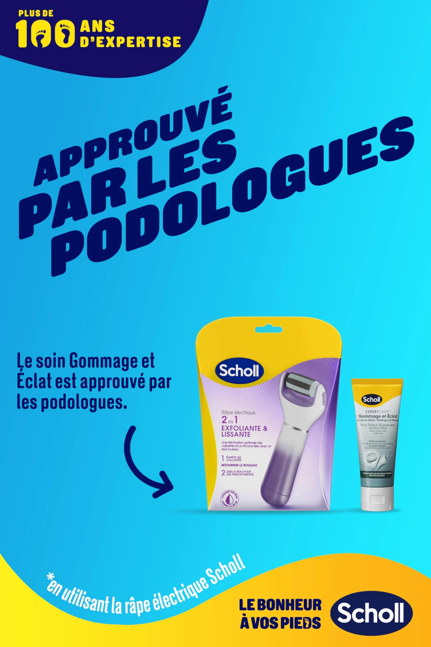 Scholl Crema Piedi Scrub e Brillante per pelli ruvide - Cura esfoliante per piedi secchi e ruvidi a base di pomice vulcanica - 75 ml