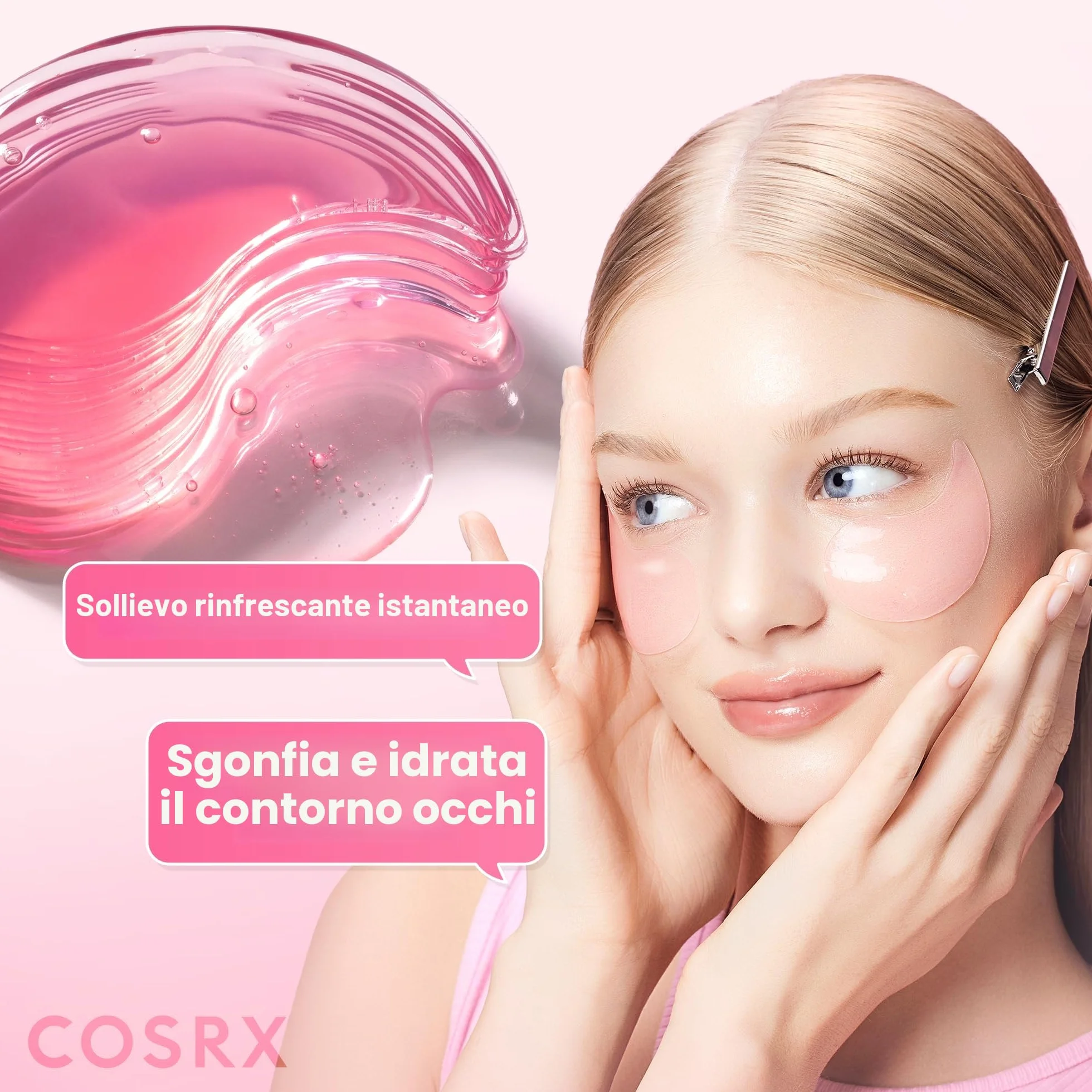COSRX Peptide Collagen Hydrogel Eye Patch, 60 Patches, Patch Contorno Occhi per Borse e Occhiaie con Caffeina, Korean Skincare