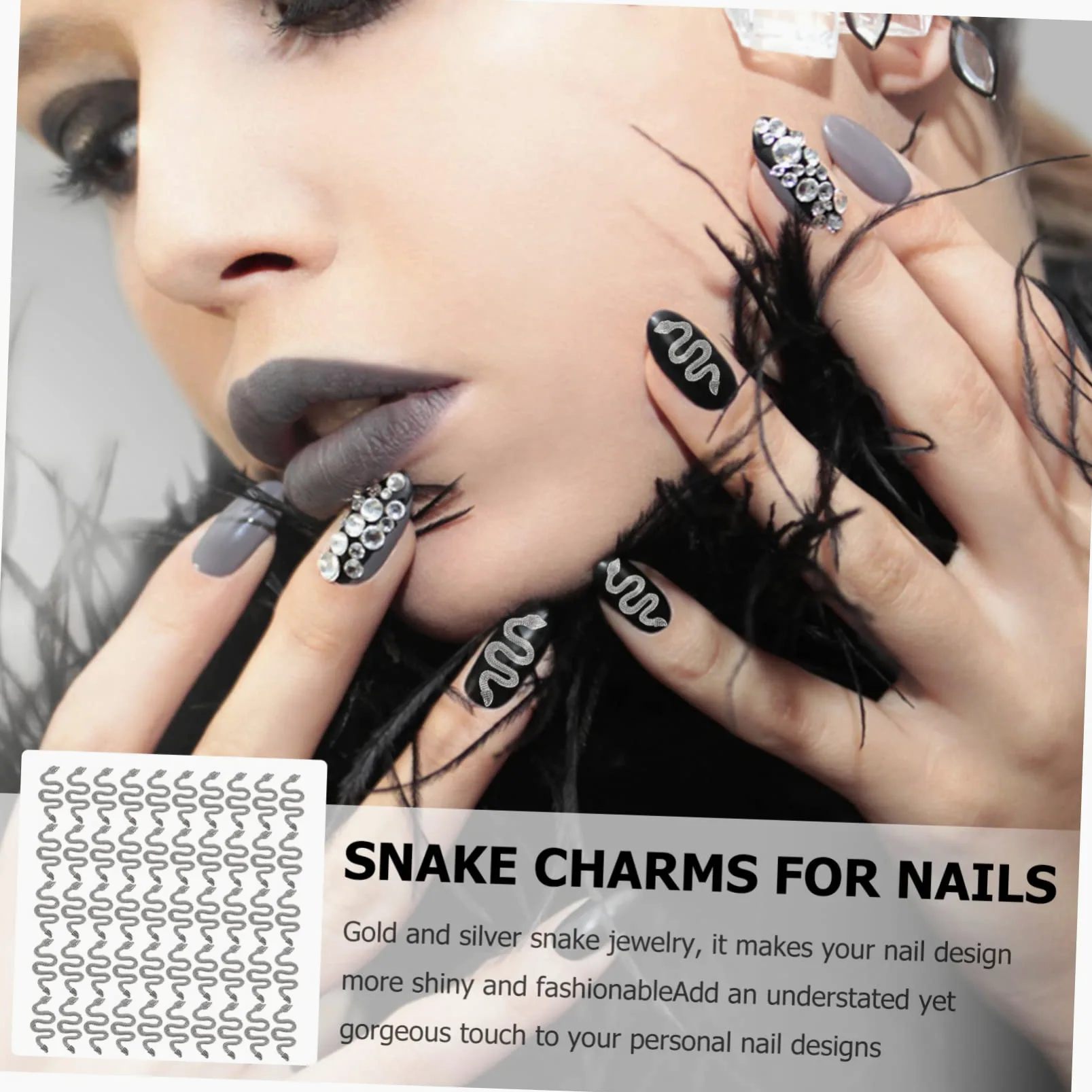 Housoutil 250pezzi Ciondoli Retro Forma Di Serpente Per Unghie Decorazioni Per Nail Art Accessori Eleganti Per Unghie e Crafting Design Unico e Affascinante