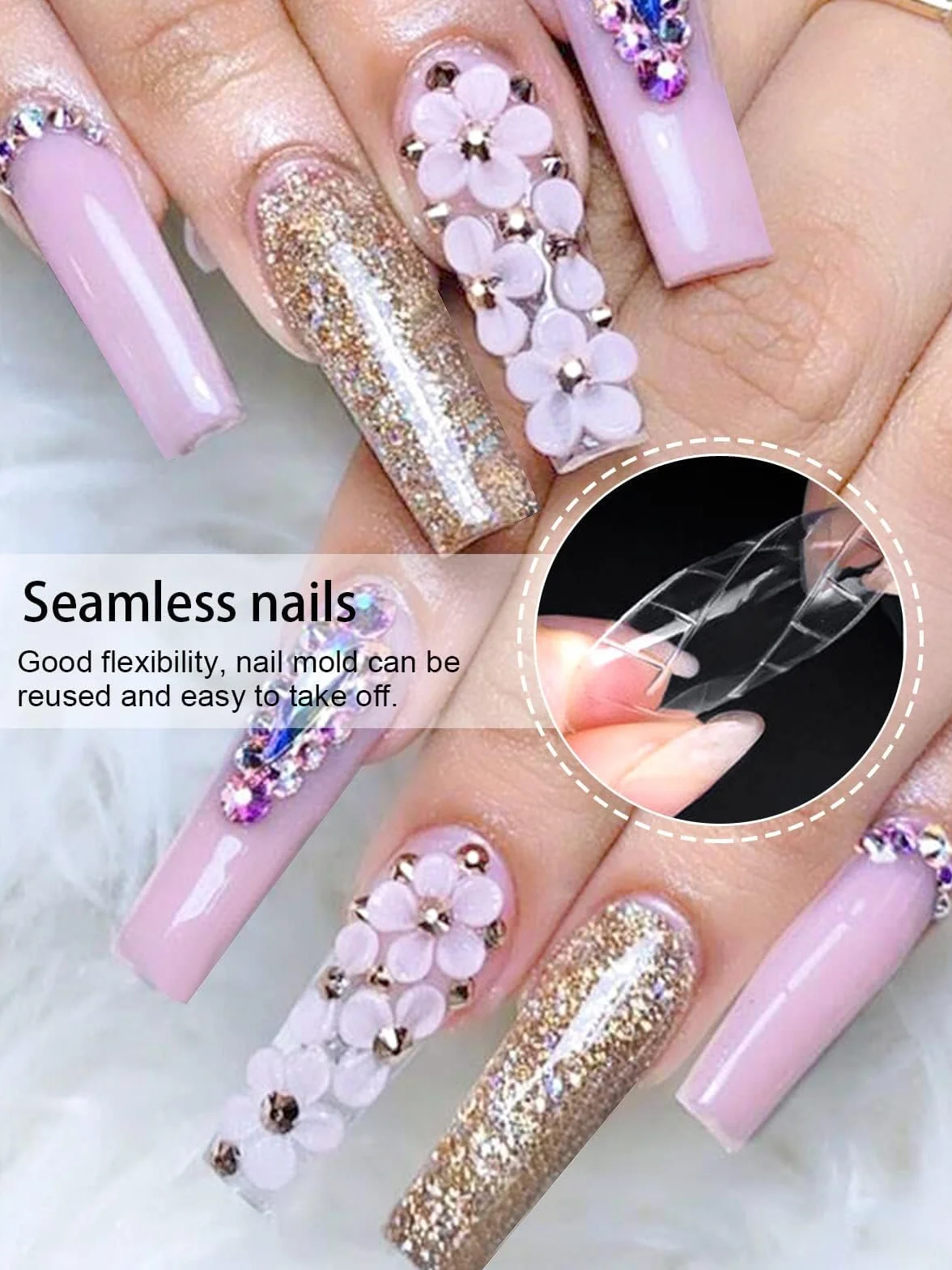 EBANKU Faux Ongles Capsule Ongles Acrylique,120PCS Unghie copertura completa Punte per Unghie in Acrilico Strumenti per l'estensione delle Unghie Forme per Unghie per Nail Aart, con Scala Graduata