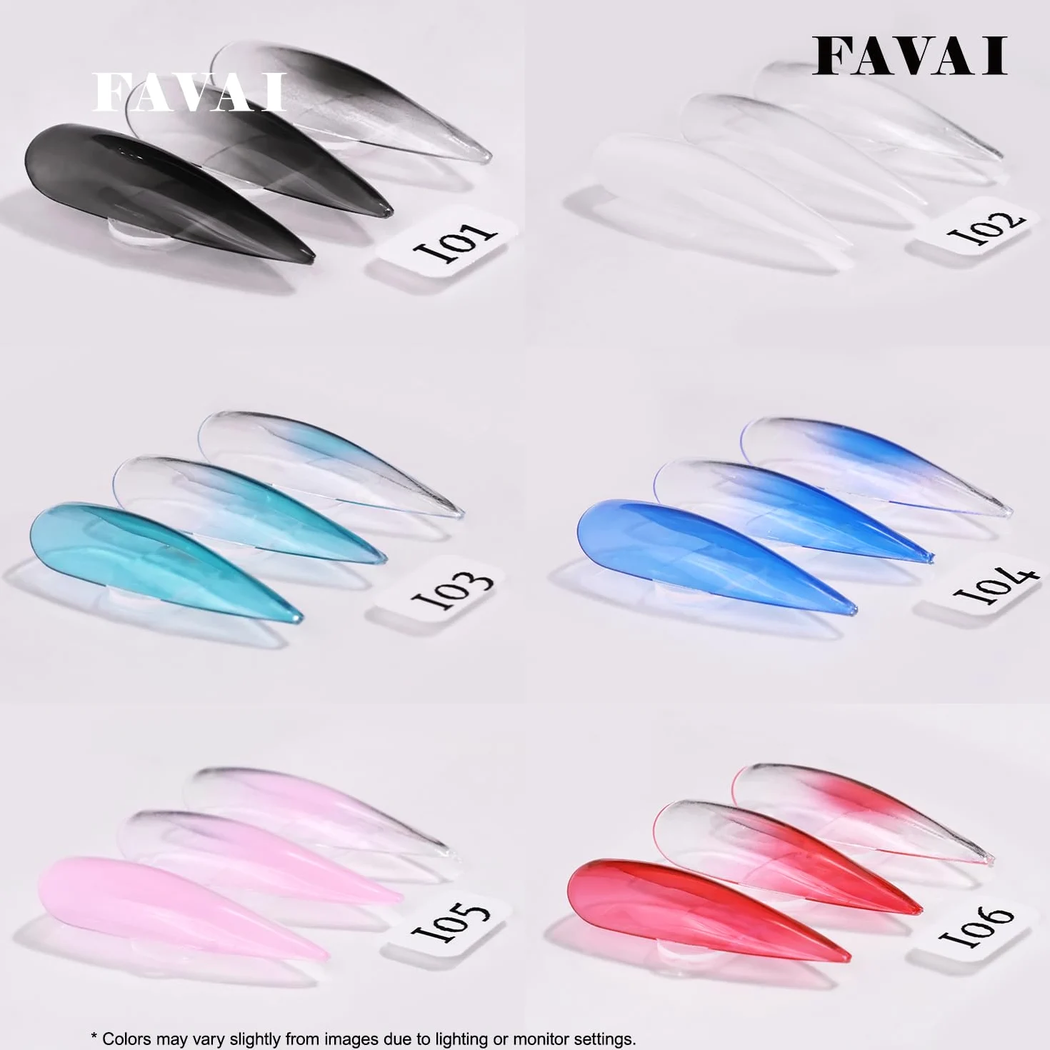 FAVAI Airbrush Gel Ice Collection – 12 colori smalto semi-permanente gelatina semi-trasparente effetto ghiaccio, gel UV senza TPO per baby boomer, francese ombreggiato & nail art professionale, 12 x