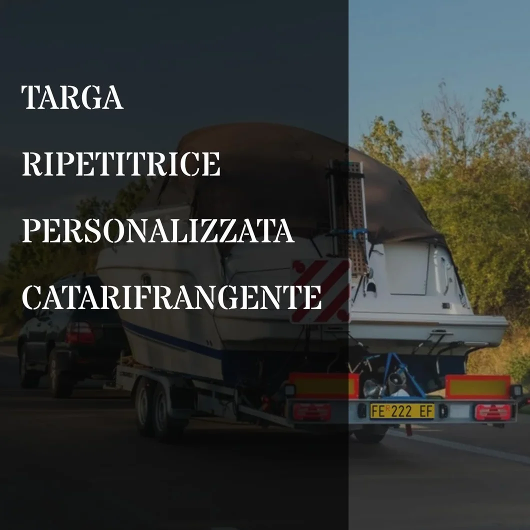 Targa Ripetitrice Alluminio Catarifrangente Made in Italy Portabici Carrelli Rimorchi Dimensioni Originali Caratteri Omologati R Rossa Inclusa