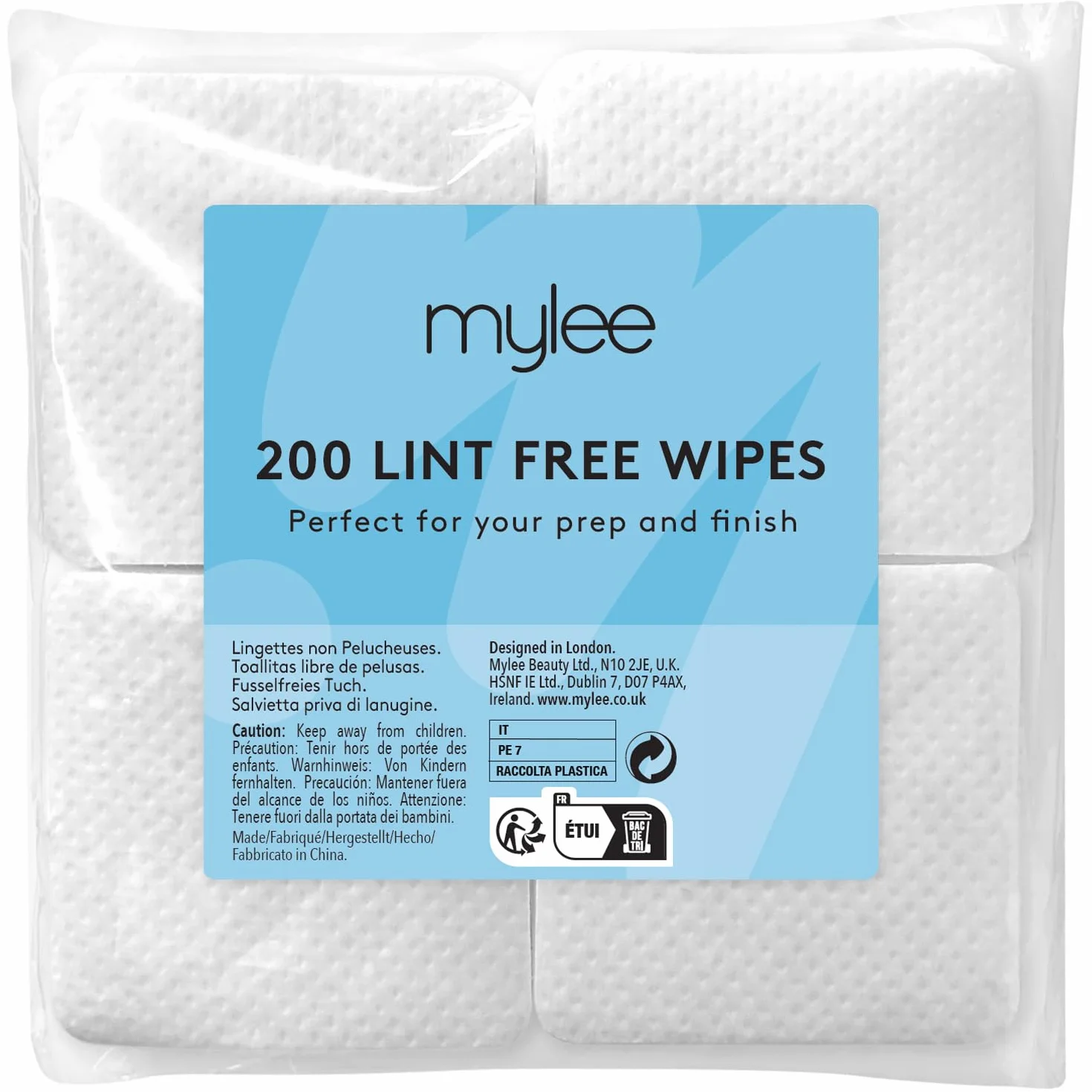 Mylee Salviette per unghie prive di lanugine, 200 pezzi, cuscinetti morbidi per la rimozione di manicure e pedicure, salviette assorbenti, ideali per uso professionale e domestico