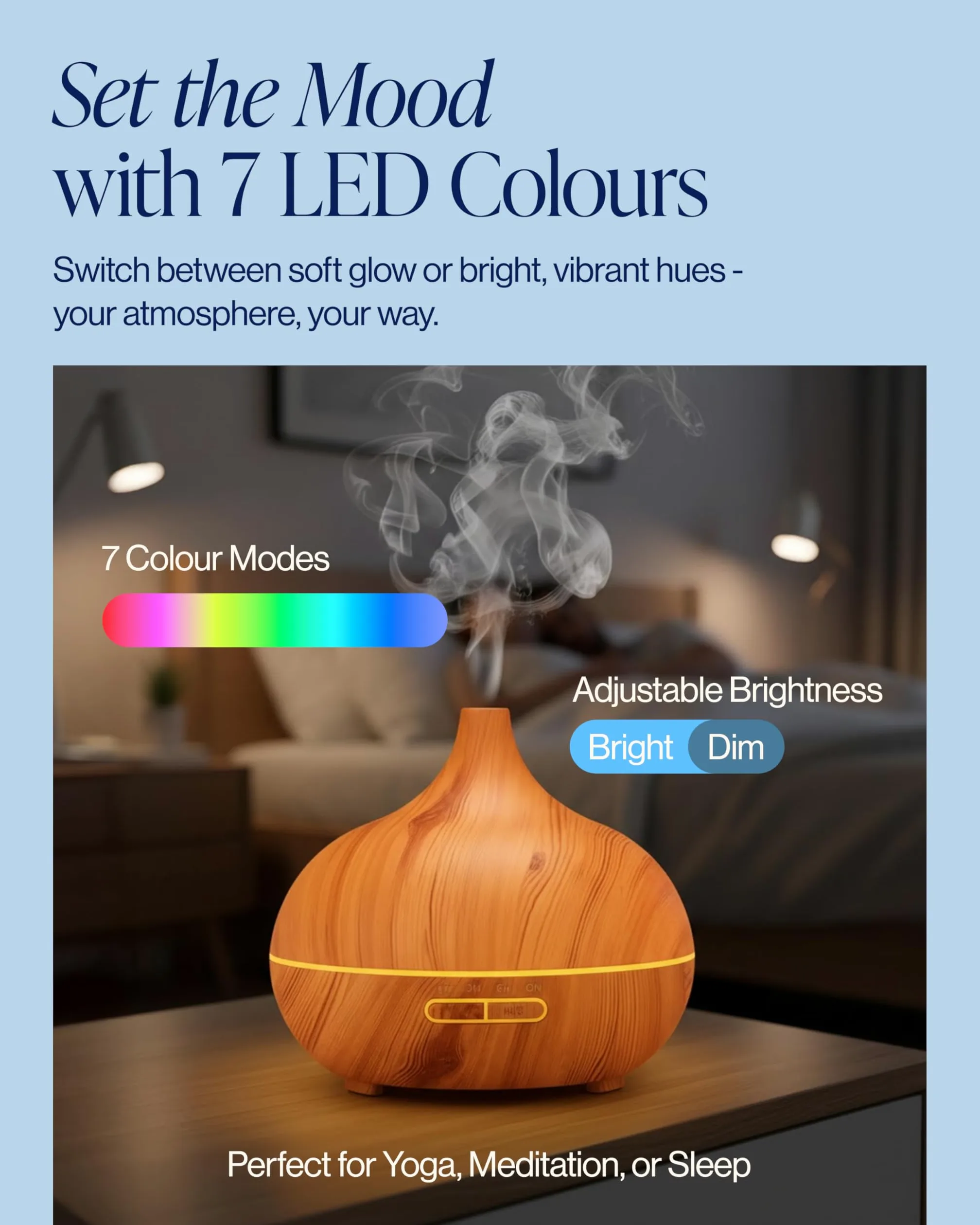 Nest & Nibble Diffusore di oli essenziali da 500 ml e 8 oli, diffusore di aromi a ultrasuoni a nebbia fredda, telecomando, luce LED, umidificatore per casa, camera da letto, ufficio, spa e benessere