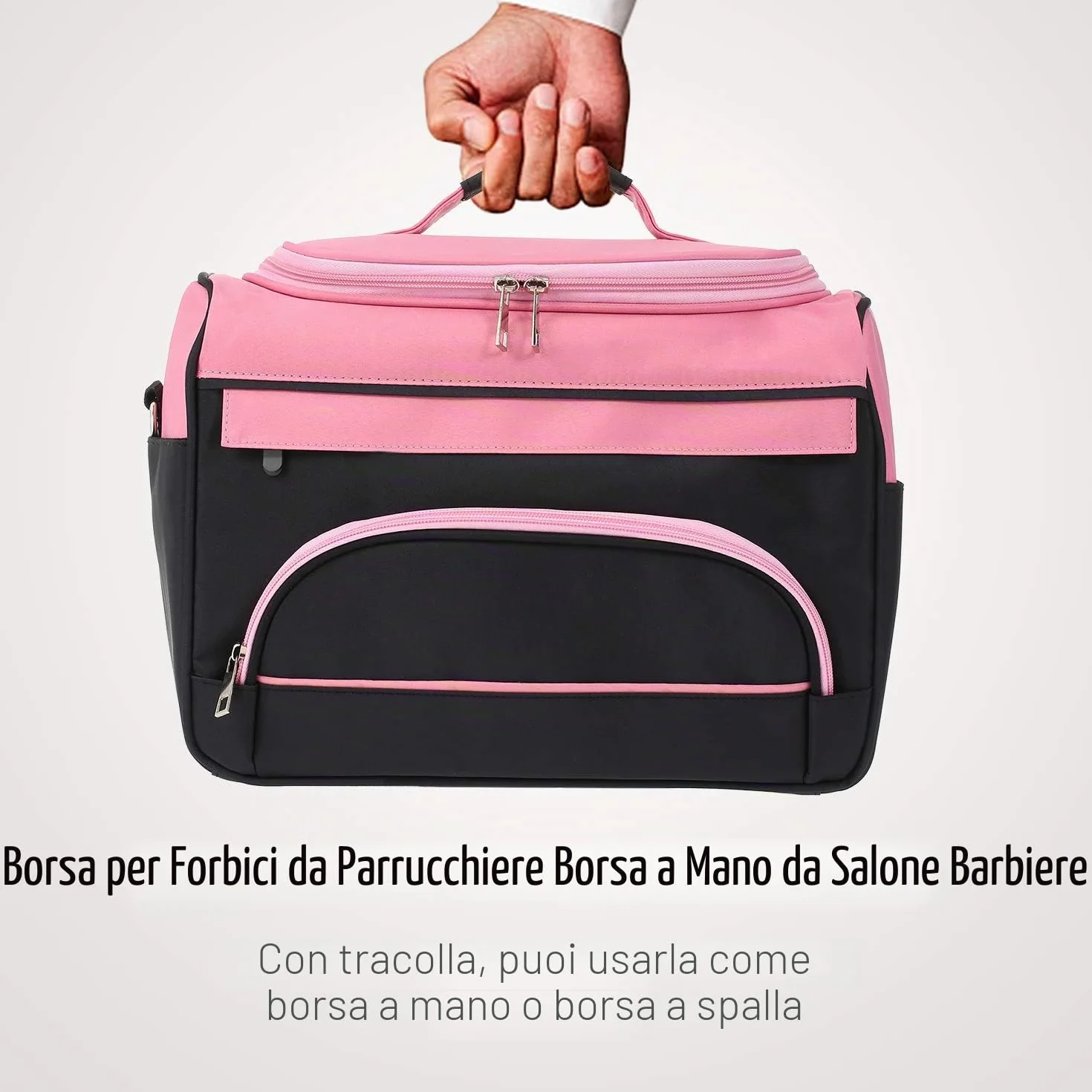 Borsa per attrezzi da parrucchiere, custodia portatile, borsa a tracolla per salone di parrucchiere professionale per parrucchieri, asciugacapelli, ferro per lisci, forbici e pettine