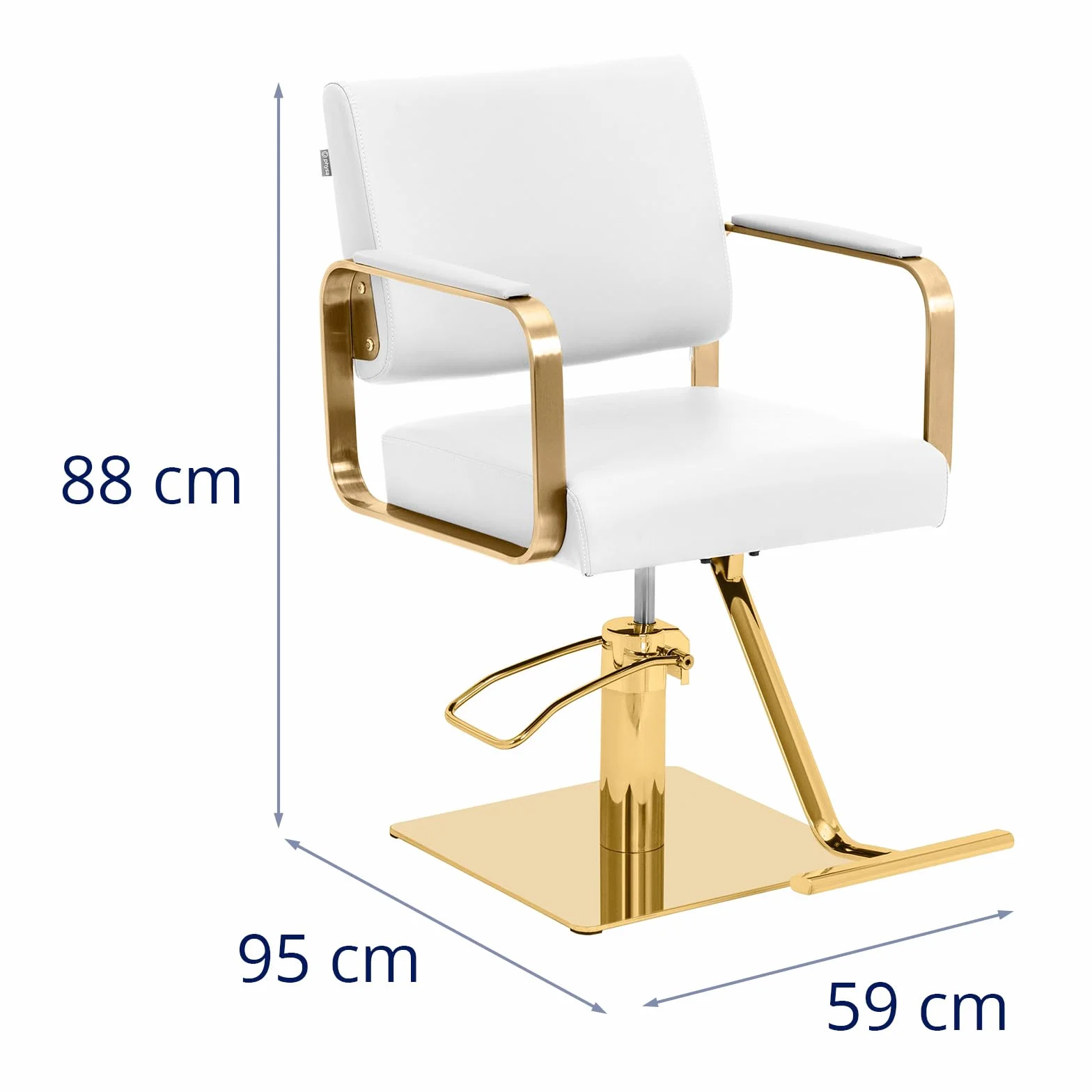 physa Poltrona da parrucchiere con poggiapiedi 50-66 cm, 200 kg Bianco, oro Poltrona da parrucchiere Sedia da parrucchiere Poltrone per parrucchieri