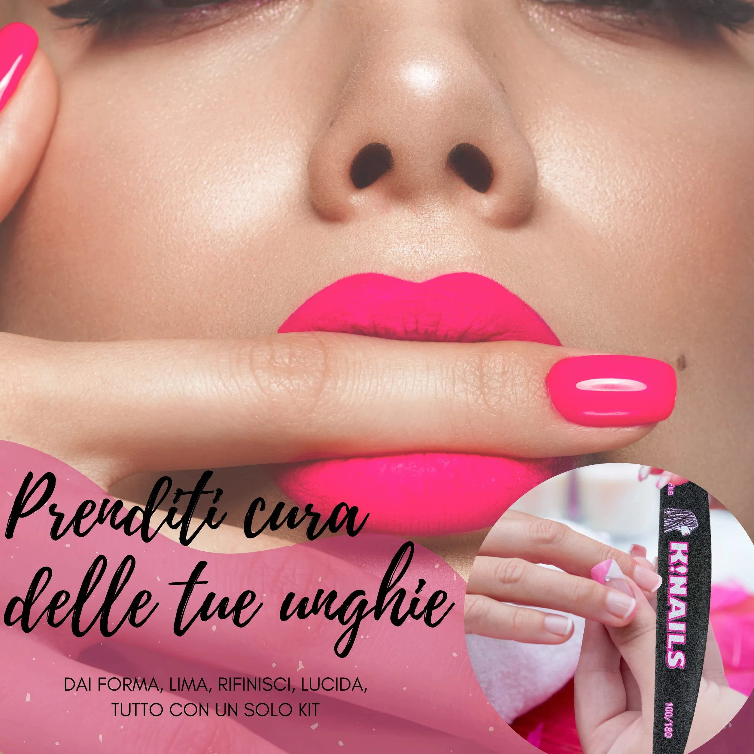K!NAILS Lime per Unghie 100 180 - Lime Professionali con Carta Abrasiva Giapponese Lavabili e Incartate Singolarmente - 10 Lima Unghie per Rimozione Gel Semipermanente e Ricostruzione Unghie