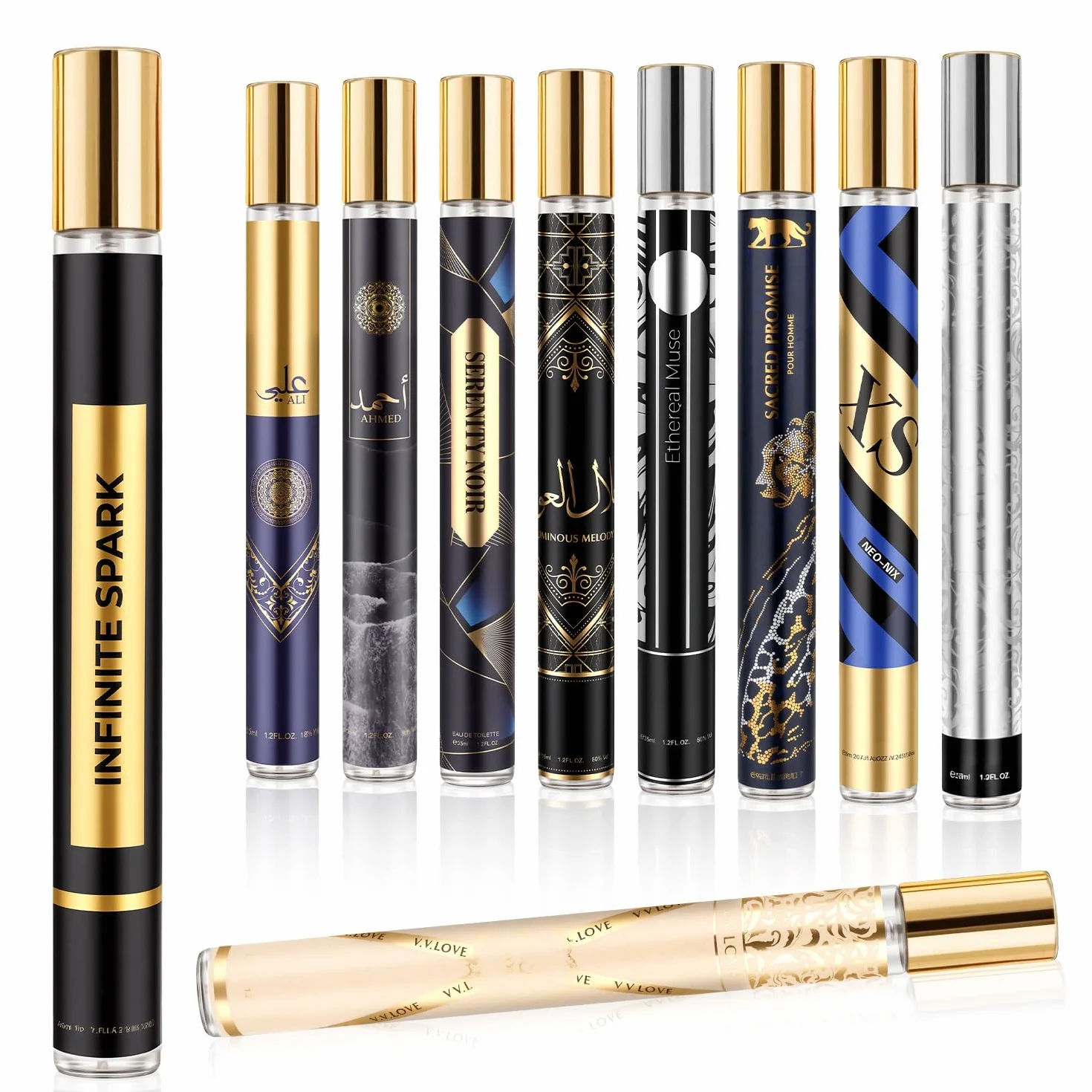 Profumo cofanetto regalo uomo, confezione da 10 profumi uomo da 35 ml, mini profumo da viaggio, note floreali, fruttate, legnose e cuoio, set regalo di profumi per Natale, San Valentino e compleanno