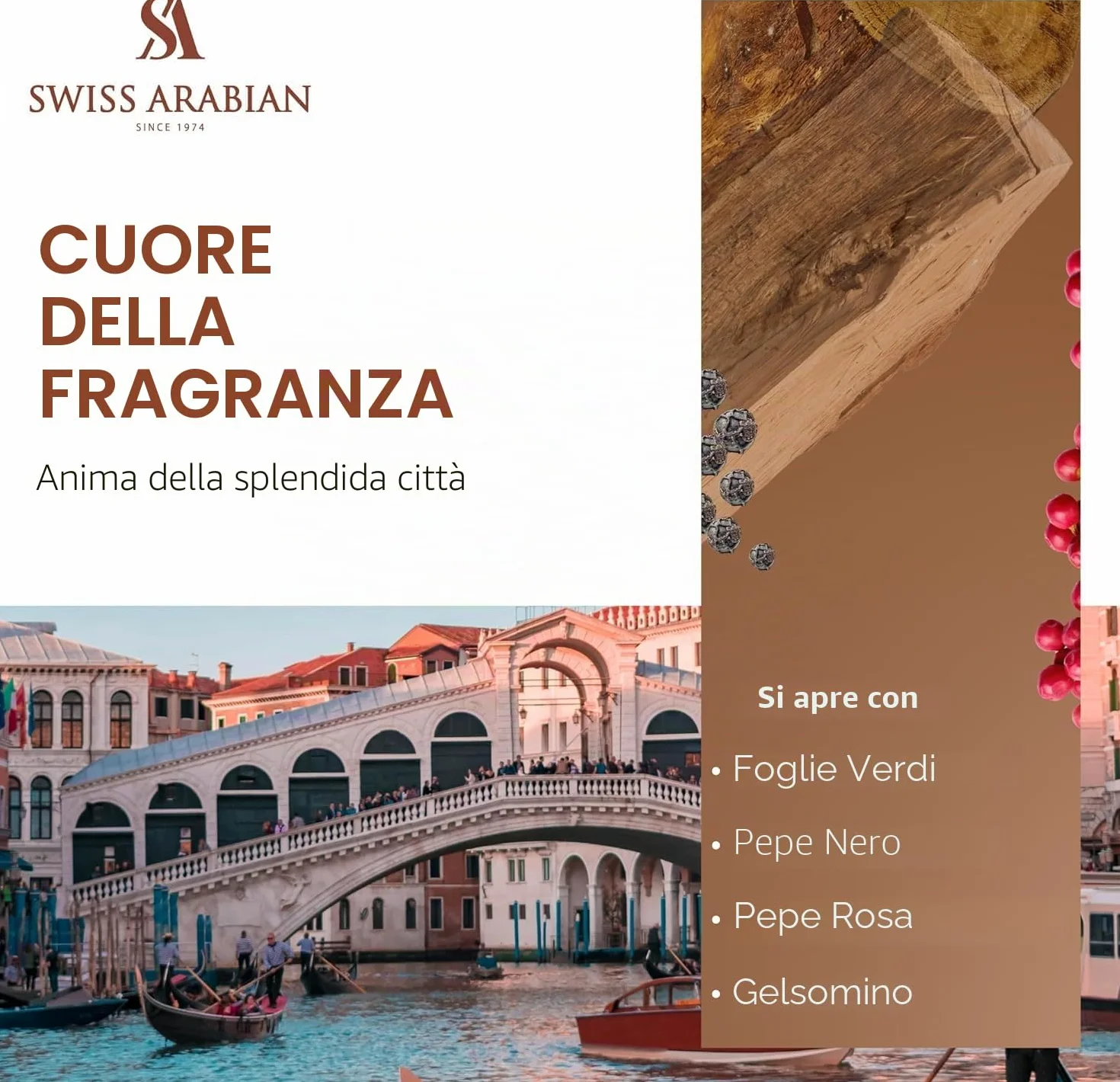 Swiss Arabian Passion of Venice - Estratto di profumo unisex, 100 ml, una lussuosa fusione di note verdi, gelsomino e muschio ambrato caldo, un profumo accattivante e intemporale