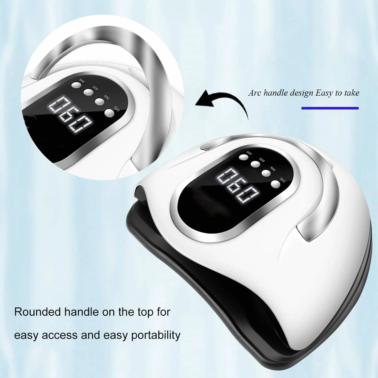 Lampada per Unghie Portatile UV LED 280W Luce Lucidante per Gel Ad Asciugatura Rapida, Lampada per Unghie con Luce per Asciuga Unghie con Chip 66 Luci