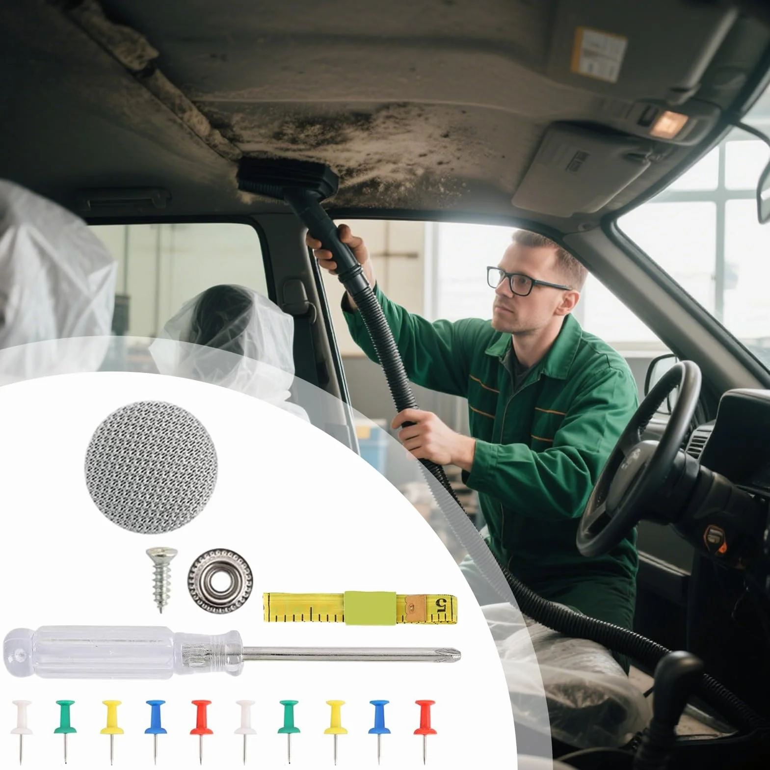 Bottoni Rivetti per Auto Kit Riparazione Cielo con Strumento Installazione Furgone Tetto Apribile
