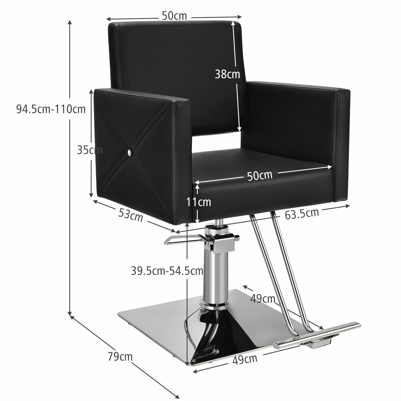 COSTWAY Poltrona da Parrucchiere, Poltrona da Barbiere con Altezza Regolabile, Sedia da Barbiere Girevole a 360°, con Pompa Idraulica Pesante, per Parrucchiere, Portata 150 kg (Nero)