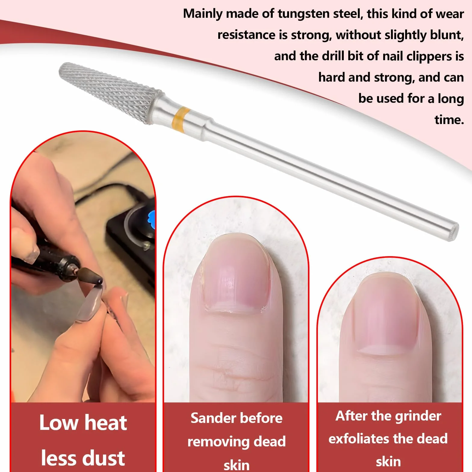 Punta per fresa in metallo duro 2,35 mm per trapano elettrico manicure rimuovere cuticole gel (XF giallo denti extra fini)