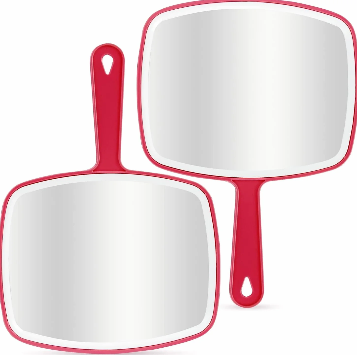 Specchio a mano portatile con manico 26.4 x 18.8 cm Rosso