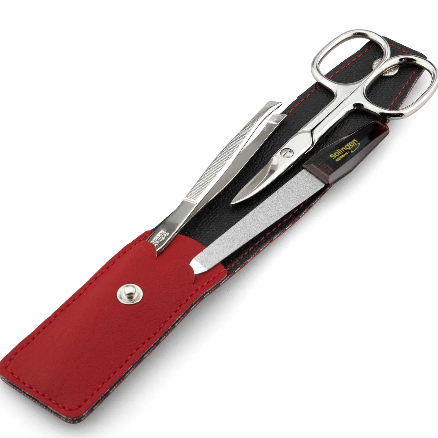 Set Manicure Professionale con Forbicine e Pinzette, Custodia Similpelle, Kit da Viaggio per Unghie