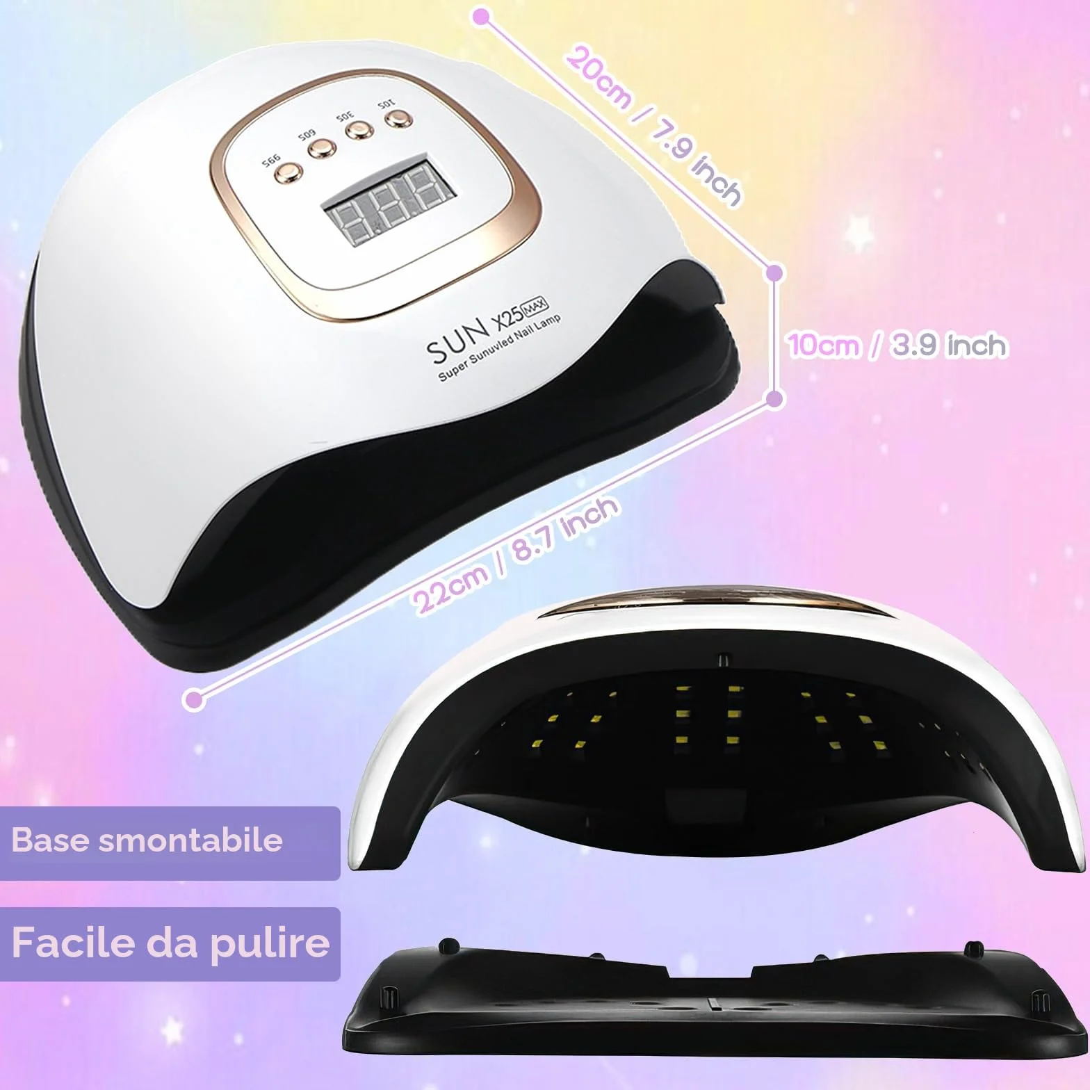Lampada UV LED Unghie Professionale 380W 81 Perle 4 Timer LCD Display Sensore Automatico