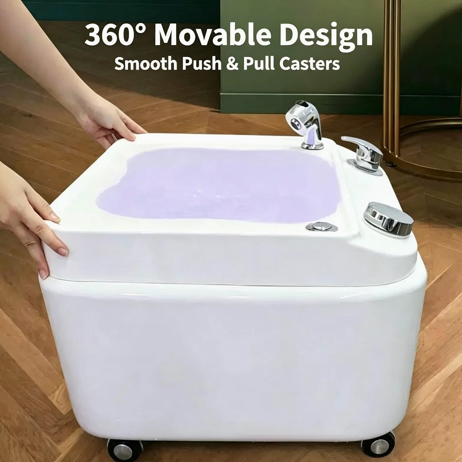 Massaggiatore for Pediluvio, Mobile con Rotelle Silenziose | Idromassaggio A Bolle, Illuminazione Ambientale RGB Integrata, Struttura In Acrilico Senza Cuciture