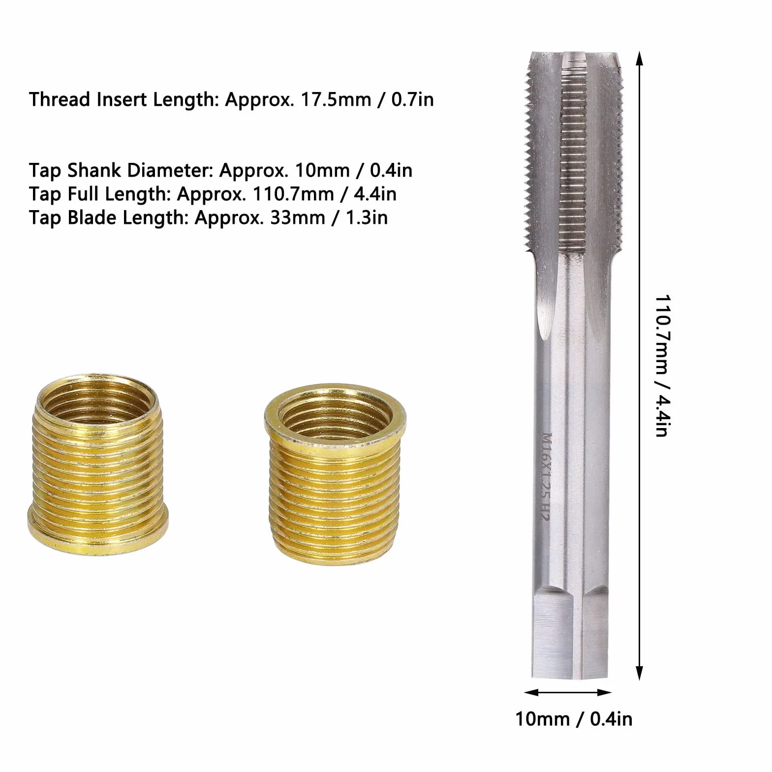 Shanrya Inserti filettati maschio M14 x 1,25 HSS per candele 14 mm