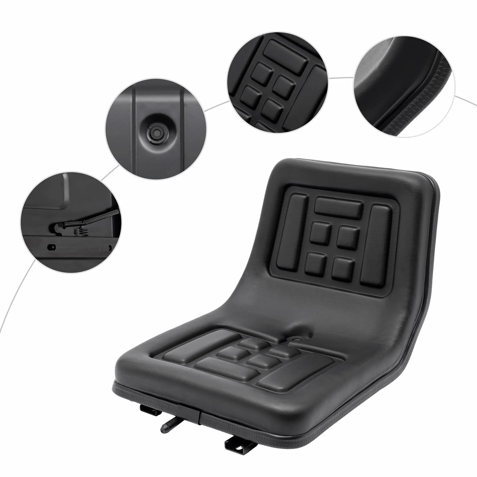 Sedile universale per trattore in PVC, imbottito, 100 kg, regolabile 15 cm, telaio acciaio antiruggine