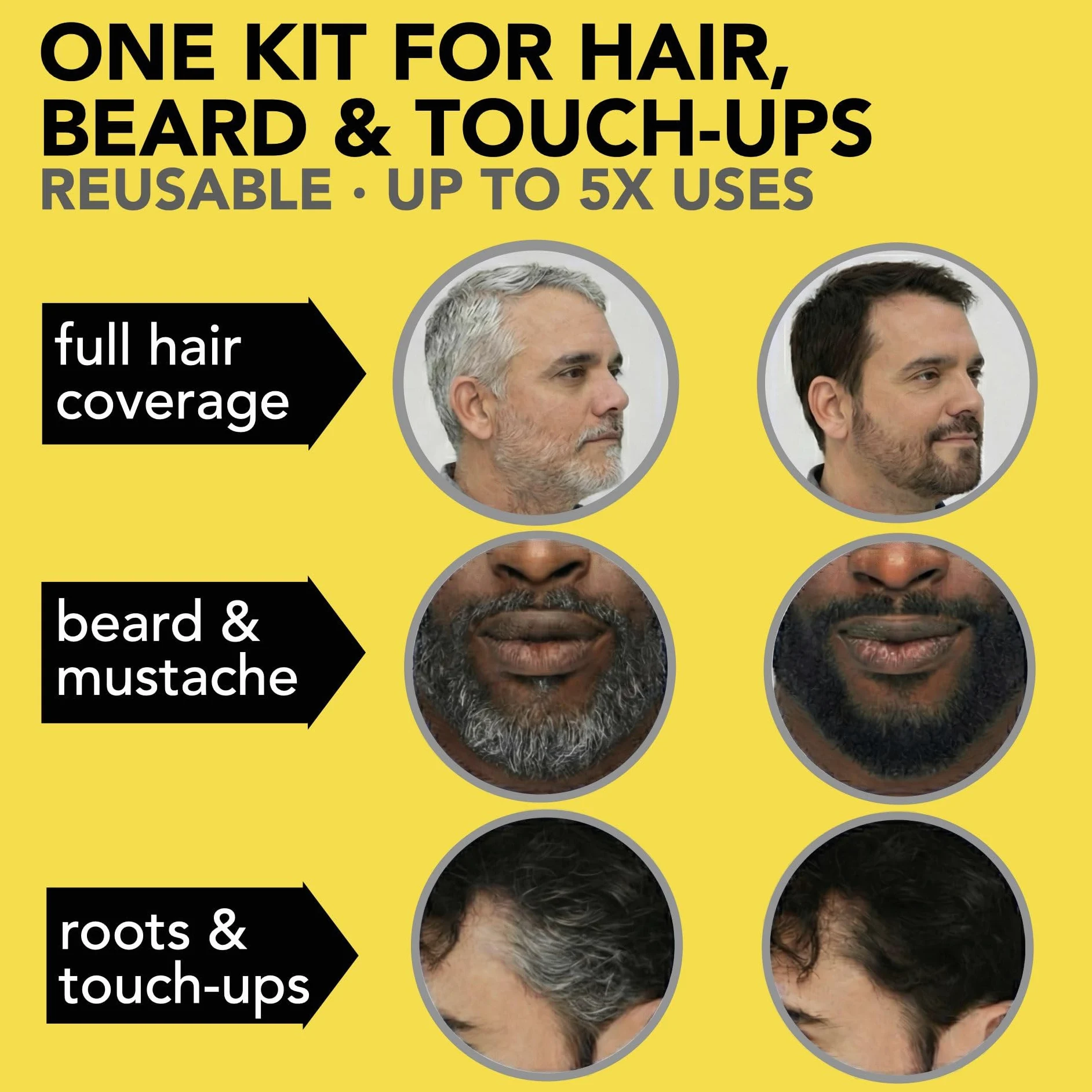 CLEVERMAN Kit di tintura per capelli e barba da uomo, riutilizzabile, tutto in uno, copertura naturale dei grigi, colorante per barba e baffi, senza ammoniaca (marrone chiaro).