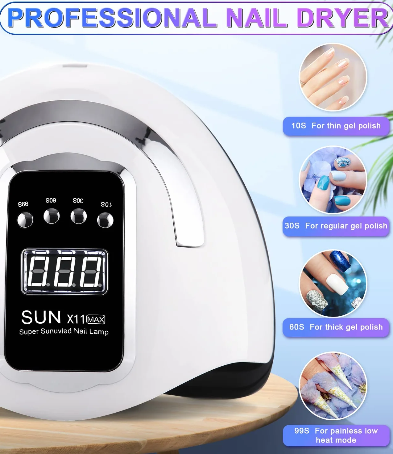 Zawaer Lampada UV LED 280W 66pcs Curare Rapidamente Unghie Pedicure, con Sensore Automatico e Schermo 4 Timer per Manicure a Casa e in Salone