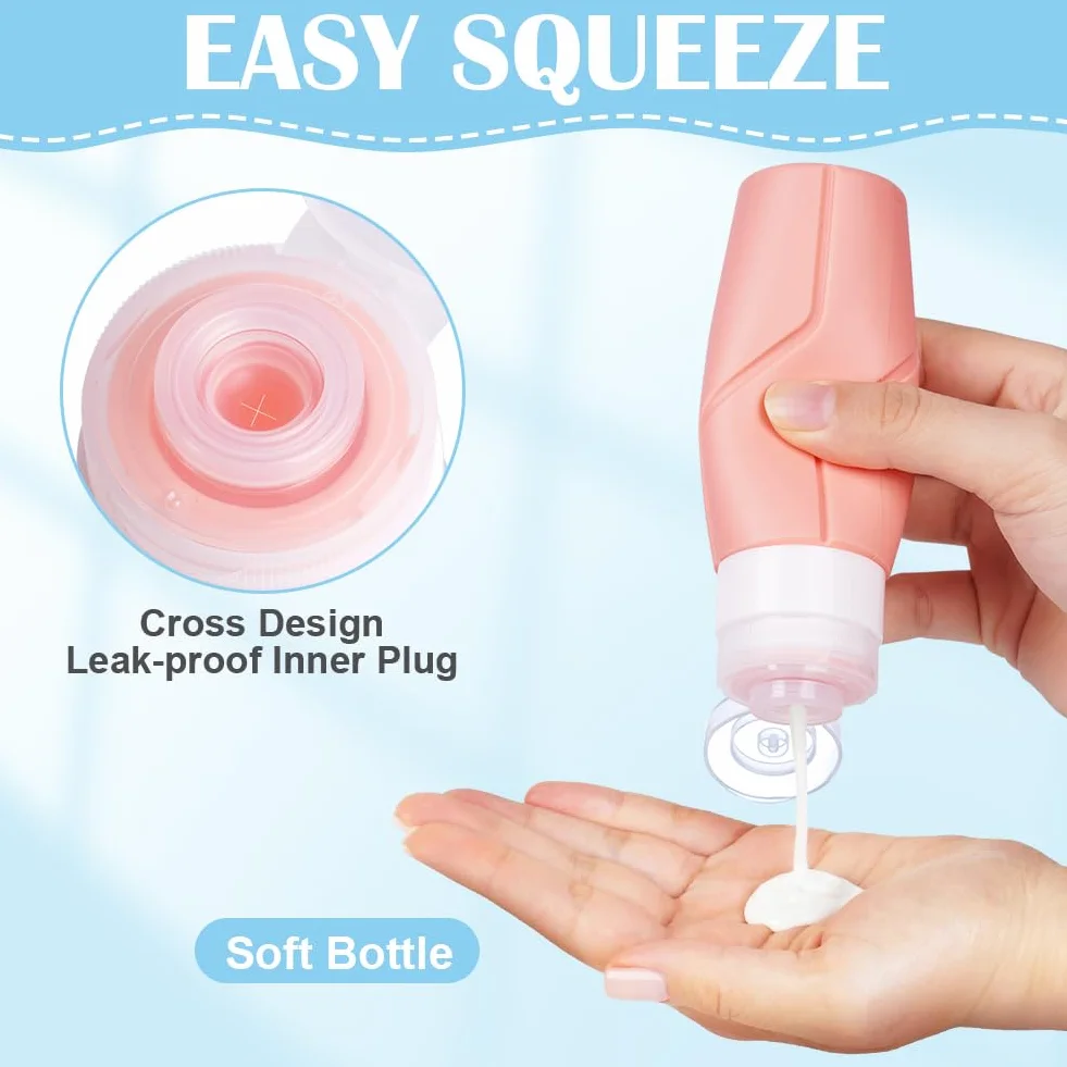 OSDUE 4 Pezzi Flaconi da Viaggio in Silicone, Contenitori da Viaggio Flaconi, Bottiglie da Viaggio per Shampoo, Balsamo, Crema, Lozione, per Viaggio in Aereo Flaconi da Viaggio 100 ml (C-4 pezzi)