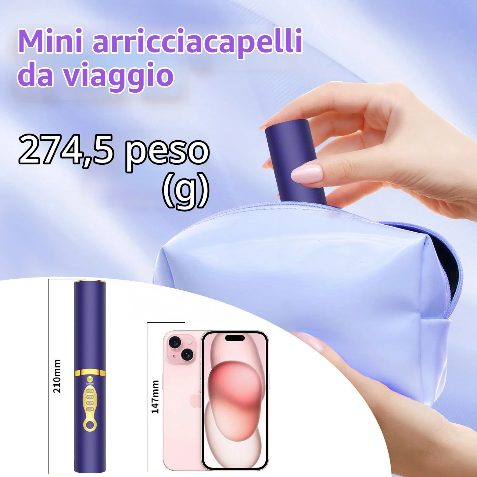 OBEST Piastra Capelli,Piastra e Arricciacapelli Portatile Senza Fili 2 in 1, Piastra da Viaggio per Capelli Ricaricabile USB,5000mAh,Riscaldamento Rapido Della Ceramica,3 Temperatura Regolabile