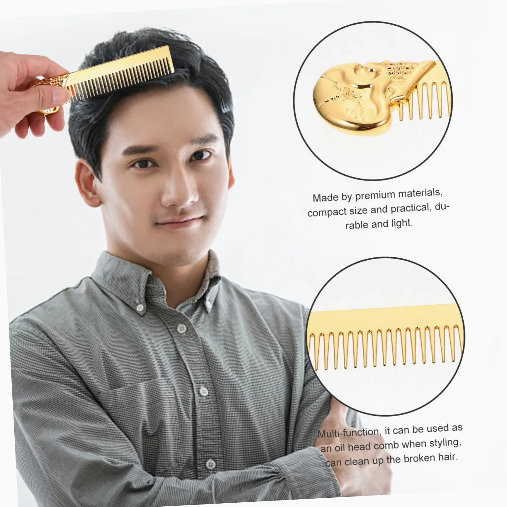 FRCOLOR 3 Pezzi Strumento Per Lo Styling Da Uomo Pettine Tascabile Portatile Spazzola Per in Lega Di Zinco Pettine Per Barba Per Uso Domestico in Salone