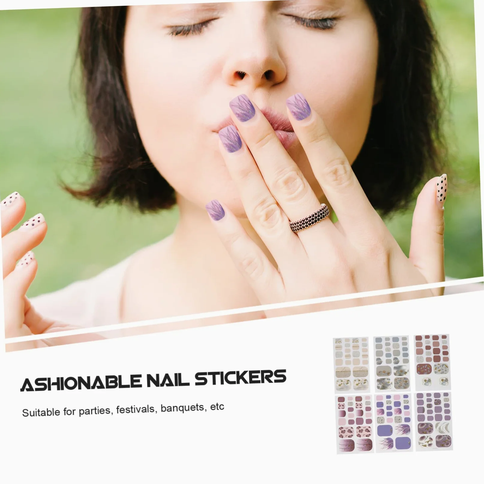 PACKOVE 5 Set Adesivi Per Unghie Autoadesivi Con Decorazioni Creative Per Manicure Adatti Per Eventi E Rimuovibili E Facili Applicare 6 Fogli*5