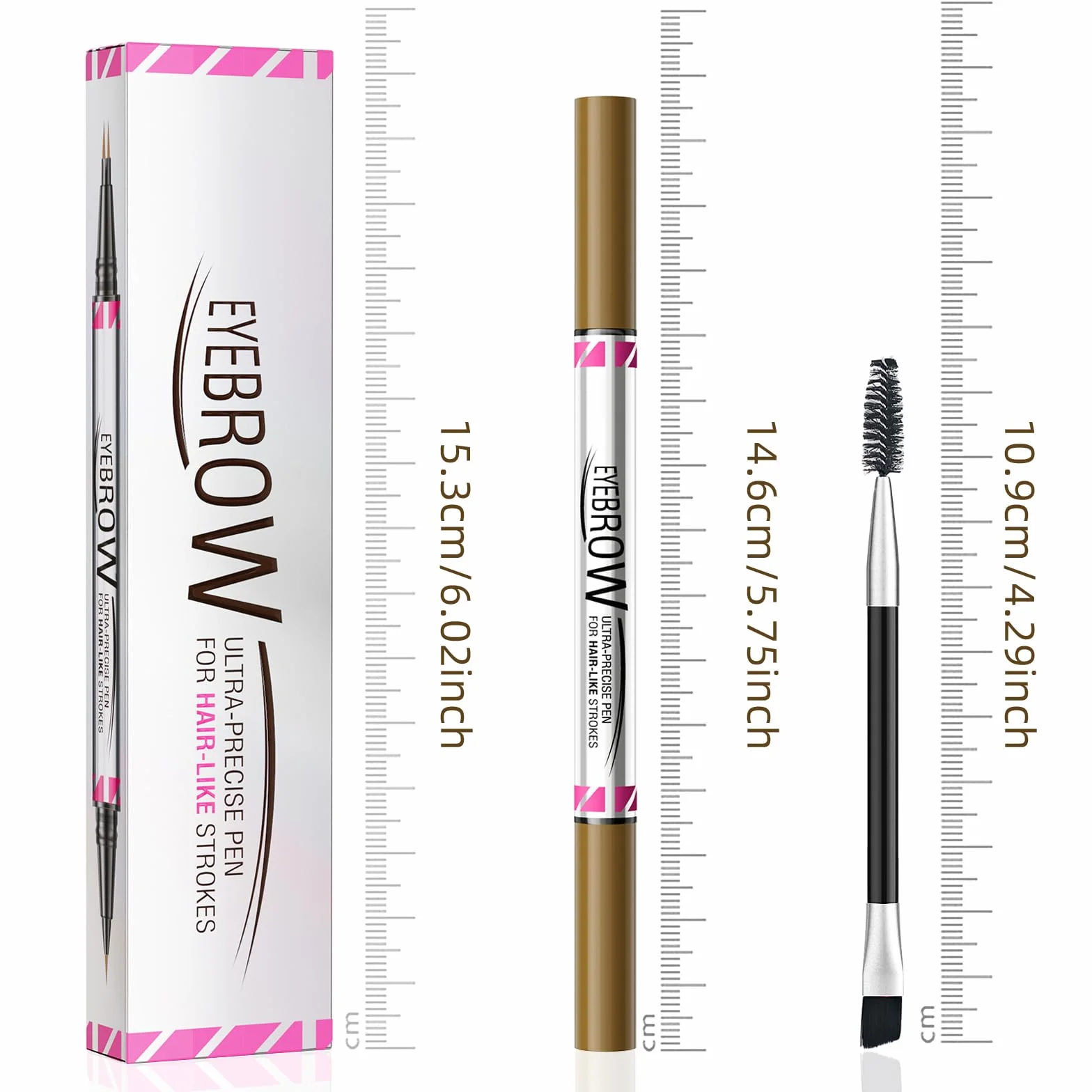 Matita per Sopracciglia Impermeabile Doppia Testa, Penna Eyeliner e Sopracciglia 2 in 1, Liquido Penna Sopracciglia Effetto Pelo per creare sopracciglia naturali, a lunga durata (Marrone scuro)