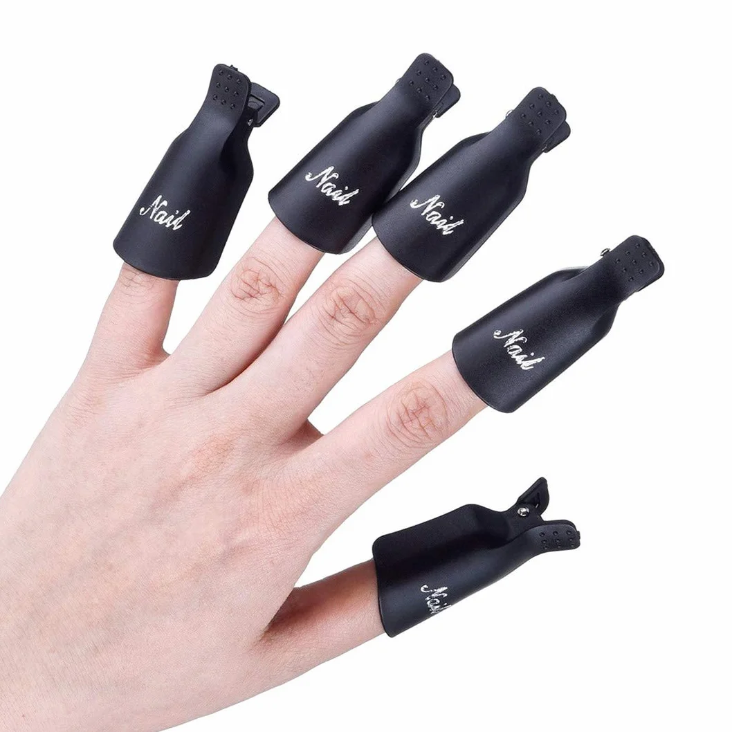 Clip per Rimuovere lo Smalto, Acrilico Chiodo Arte Berretto Gel Dello Smalto Strumento per Avvolgere le Unghie per Manicure UV Rimozione Clips Nail Polish Remover
