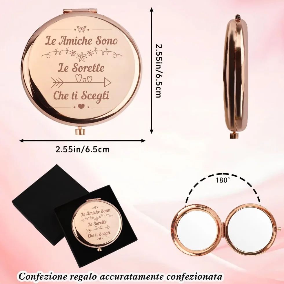 Regalo Amica Specchio Compacto Trucco Ingranditore x1/x2