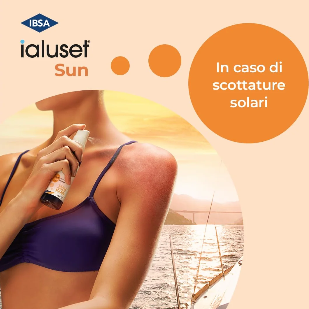 Ialuset Sun 100 ml | Spray a base di acido ialuronico 0,2% che contribuisce a lenire i sintomi di scottature e irritazioni solari