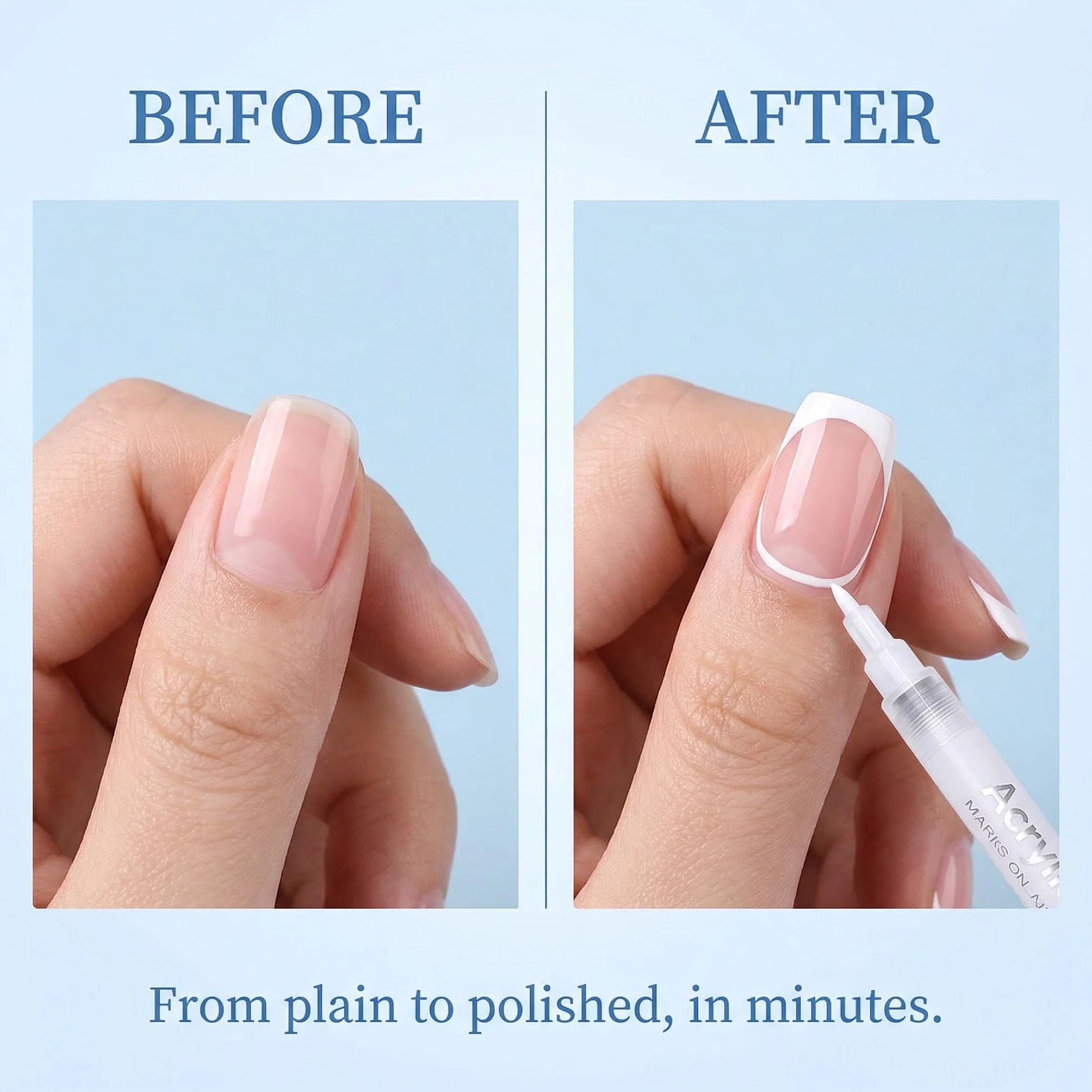 2 Pezzi French Nails - Penna Bianca Per Unghie Creativa, Set Di Unghie In Gel E Manicure, Penna Francese Di Precisione Per Nail Art
