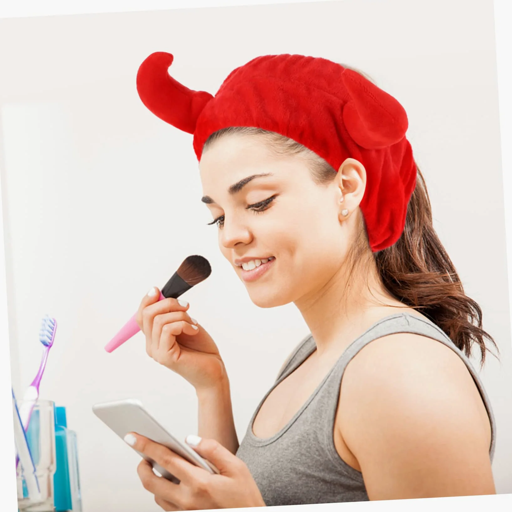 2pezzi Fascia Per Da Donna in Peluche Di Corno Per Trattamenti Viso Spa Trucco e Cura Della Confortevole e Resistente All Usura