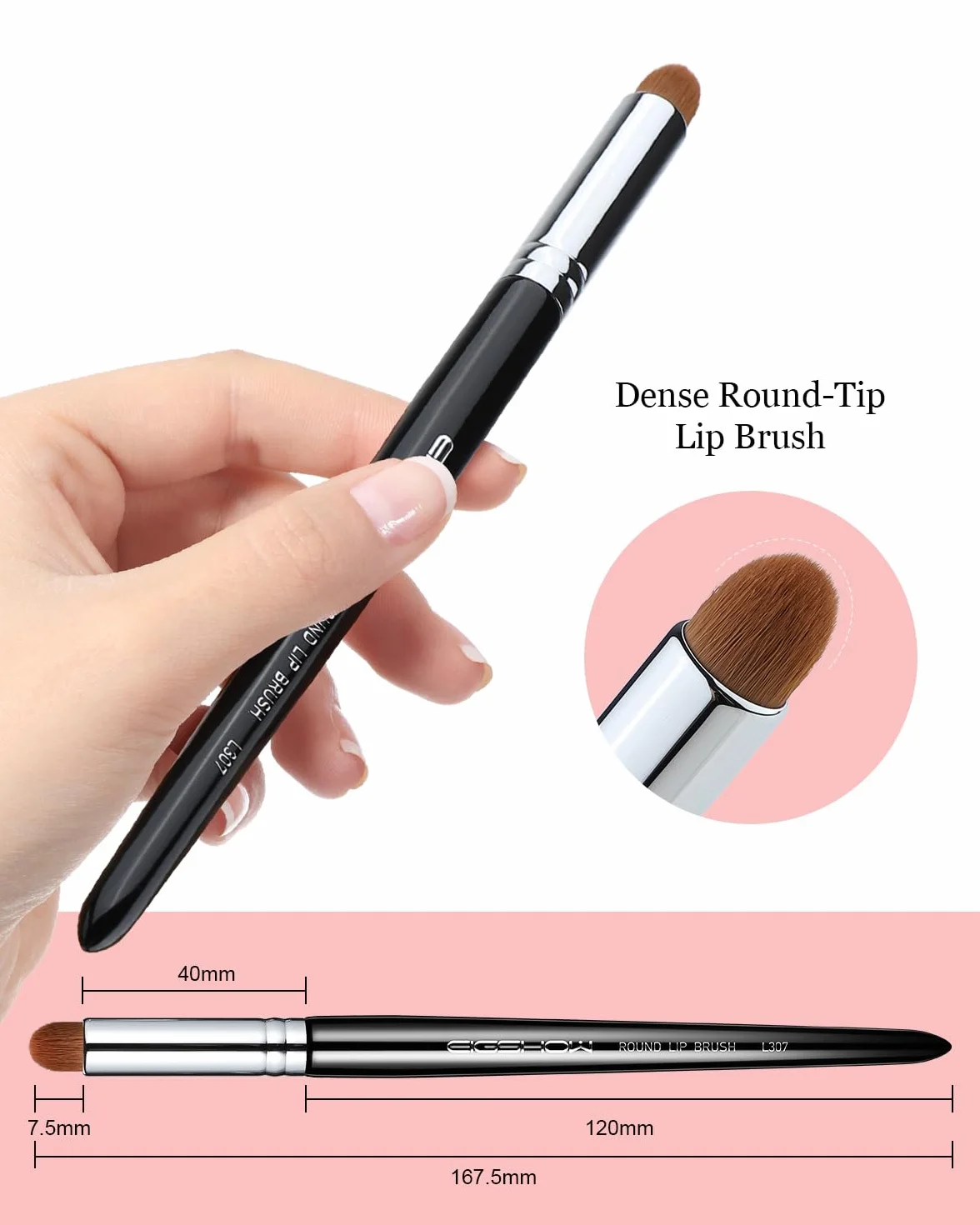 EIGSHOW Pennello per labbra, pennello per rossetto a testa tonda, sbavature per labbra o correttore (L307)