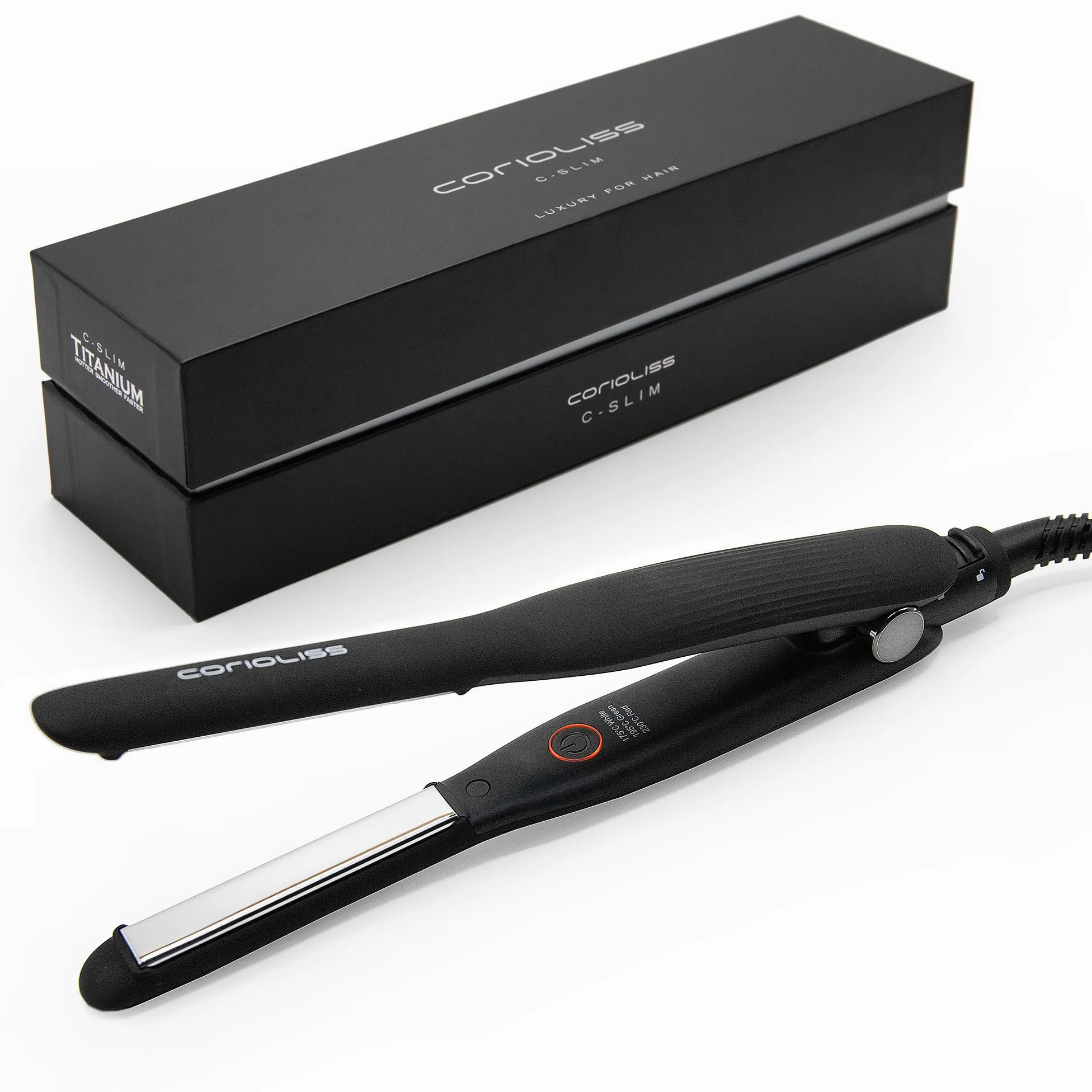Corioliss Piastra per capelli Mini C-Slim con piastre extra sottili in titanio | Perfetta per Frangia e Capelli Corti | Uomo e Donna | Ionica | Anticrespo Black.