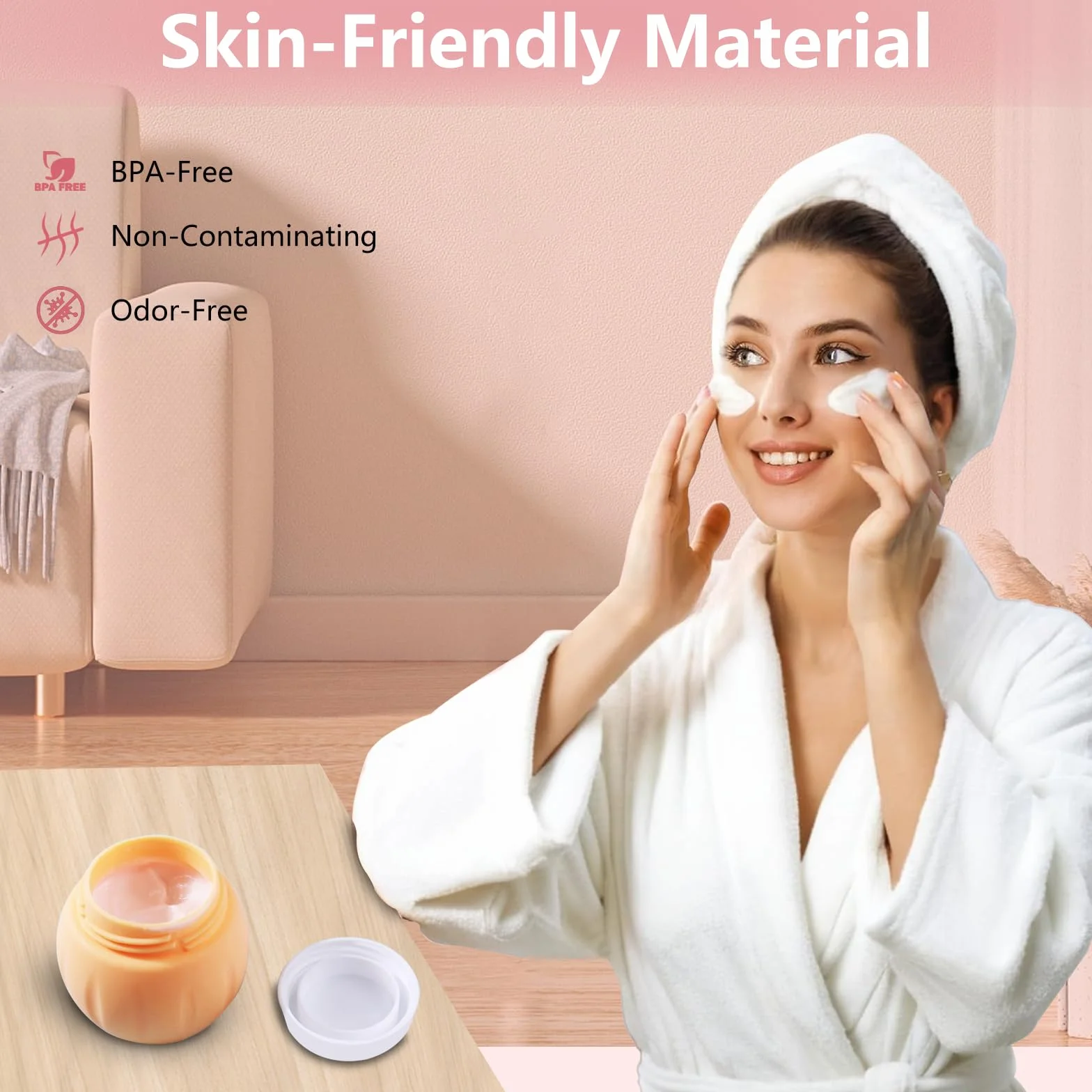 Janety 4 Pezzi Contenitori da viaggio per articoli da toeletta, 50 ml Porta Creme da Viaggio, Barattoli in Silicone per Crema con Sacchetto Trasparente, Etichette e Piccole Spatole