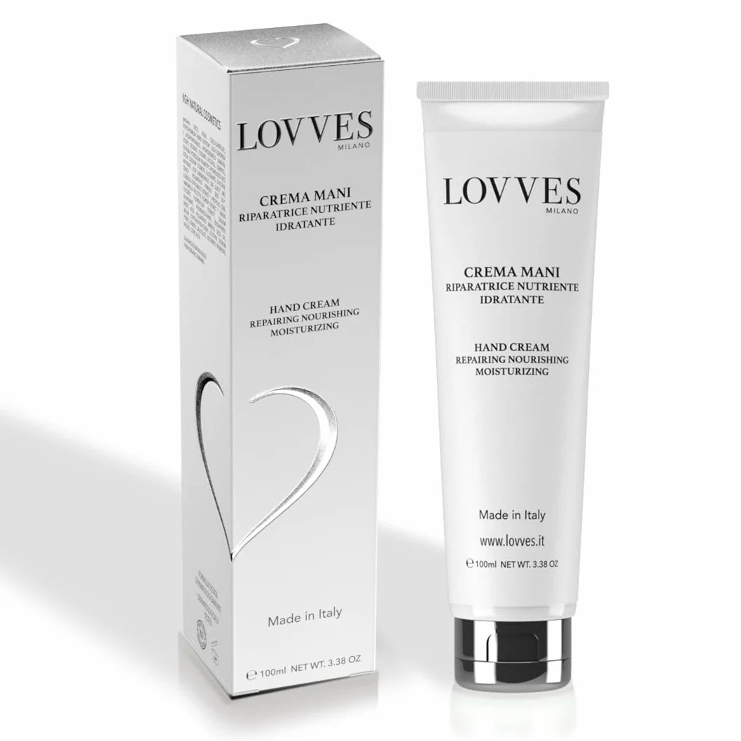 LOVVES Crema Mani, Alta Cosmesi Naturale, Effetto Lifting, Riparatrice Nutriente Idratante, Formulata Come Trattamento Antieta’, Preserva l’aspetto Giovane delle Mani. Formato 100 ml