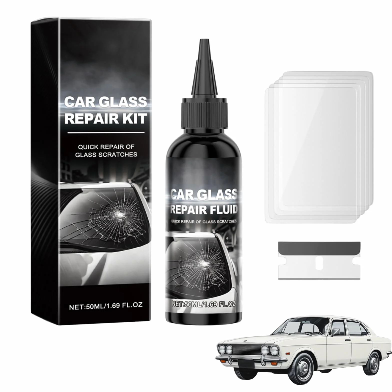 Liquido Riparazione Vetri Auto 50ML Crepa Vetro Parabrezza Riparazione