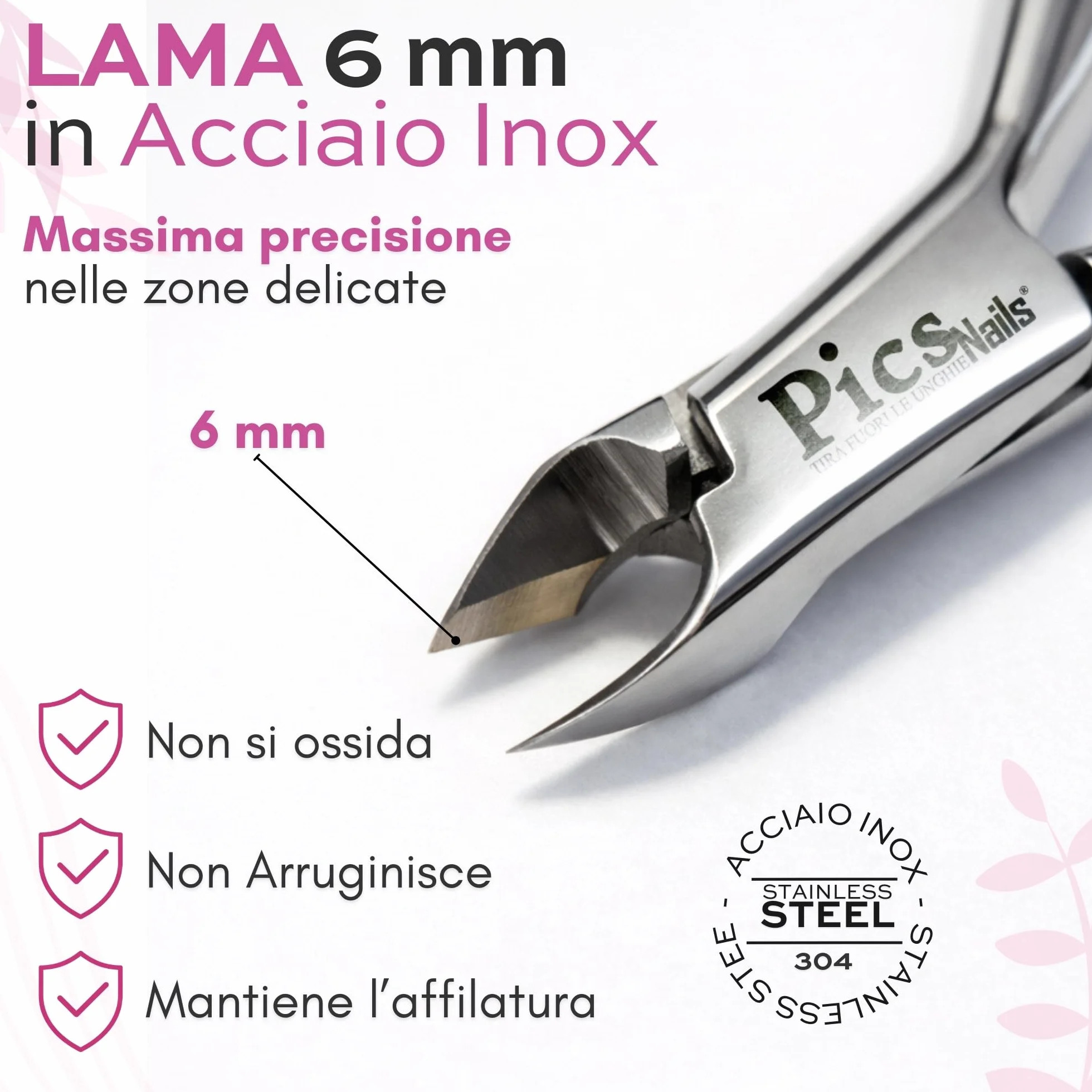 Tronchesino Cuticole Professionale 6mm Acciaio Inox per Manicure e Pedicure