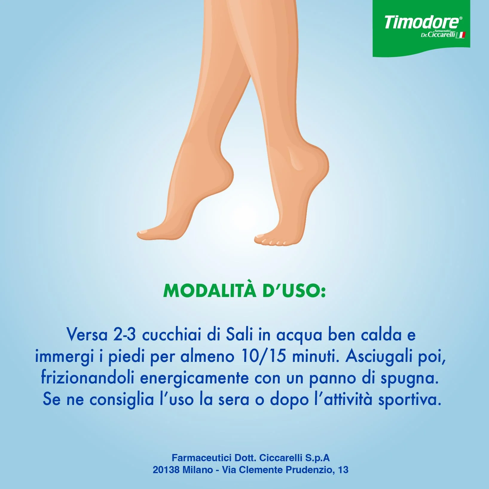 Timodore, Sali Ossigenati, Mix di Sali e Olii Essenziali per Gambe e Piedi Stanchi, Donano una Rinnovata Morbidezza e Freschezza, 100% Made in Italy, Dermatologicamente Testato, 400 gr