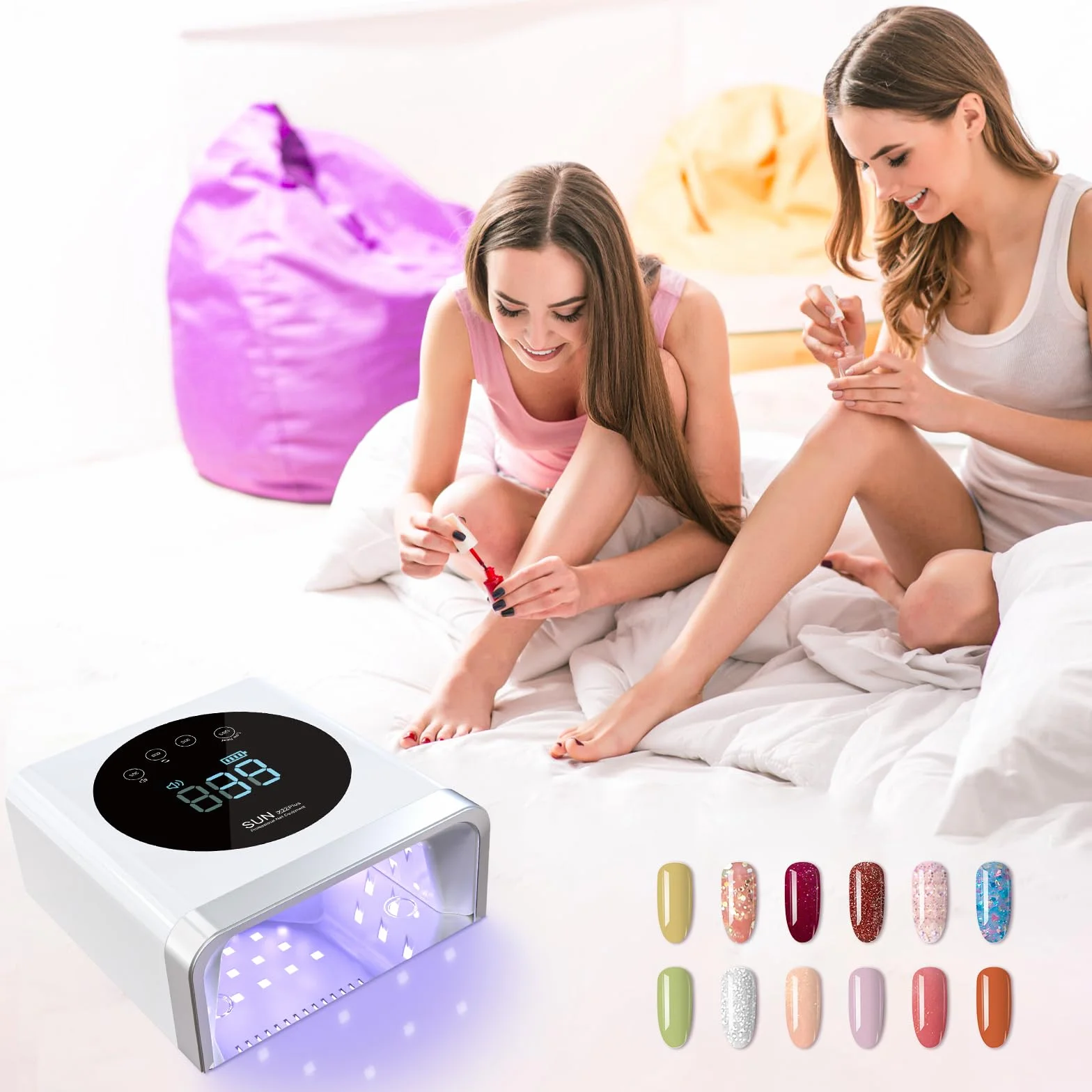 NAILGIRLS Lampade UV Per Unghie, Lampada LED UV per Unghie Ricaricabile 150 W,Portatile Lampada per Unghie Senza Fili Fornetto Unghie 4 Timer Sensore Automatico, Asciuga Unghie per Manicure Pedicure