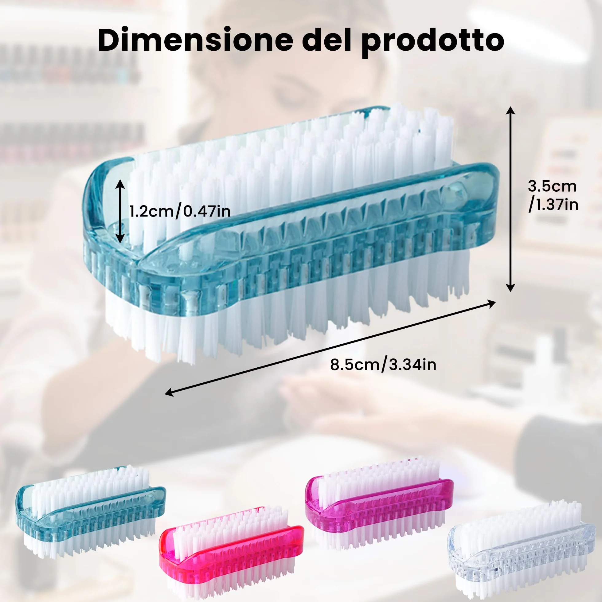 Spazzolino Unghie Doppio Lato 4 Pezzi, Spazzola Unghie Mani Colorata Portatile