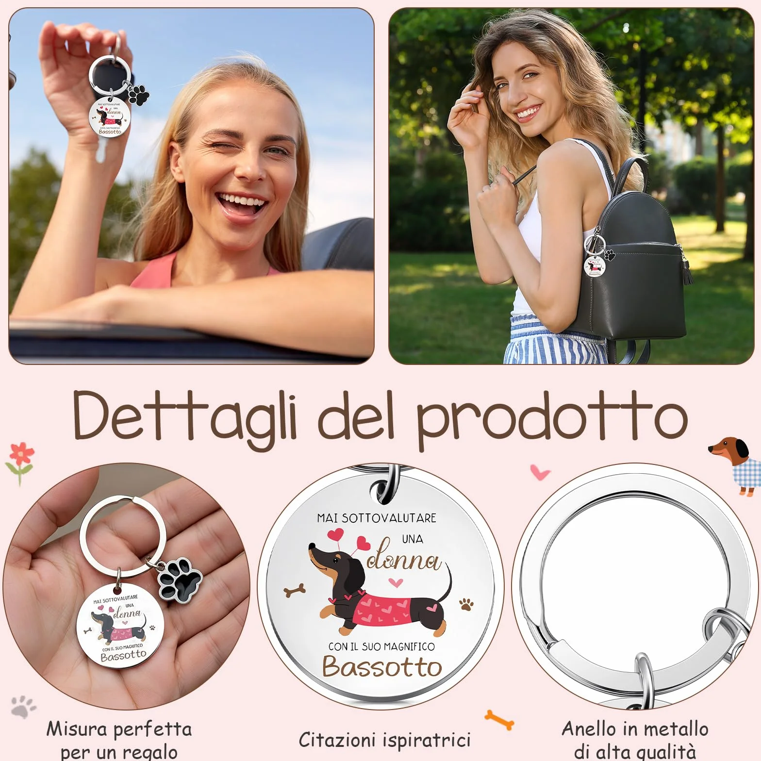 Xuniea Set Regalo Bassotto per Donna Borsa per Cosmetici con Cerniera di Bassotto Multifunzionale Grande Capacità Portachiavi Ideale per Viaggio Compleanno Natale Amica Fidanzata