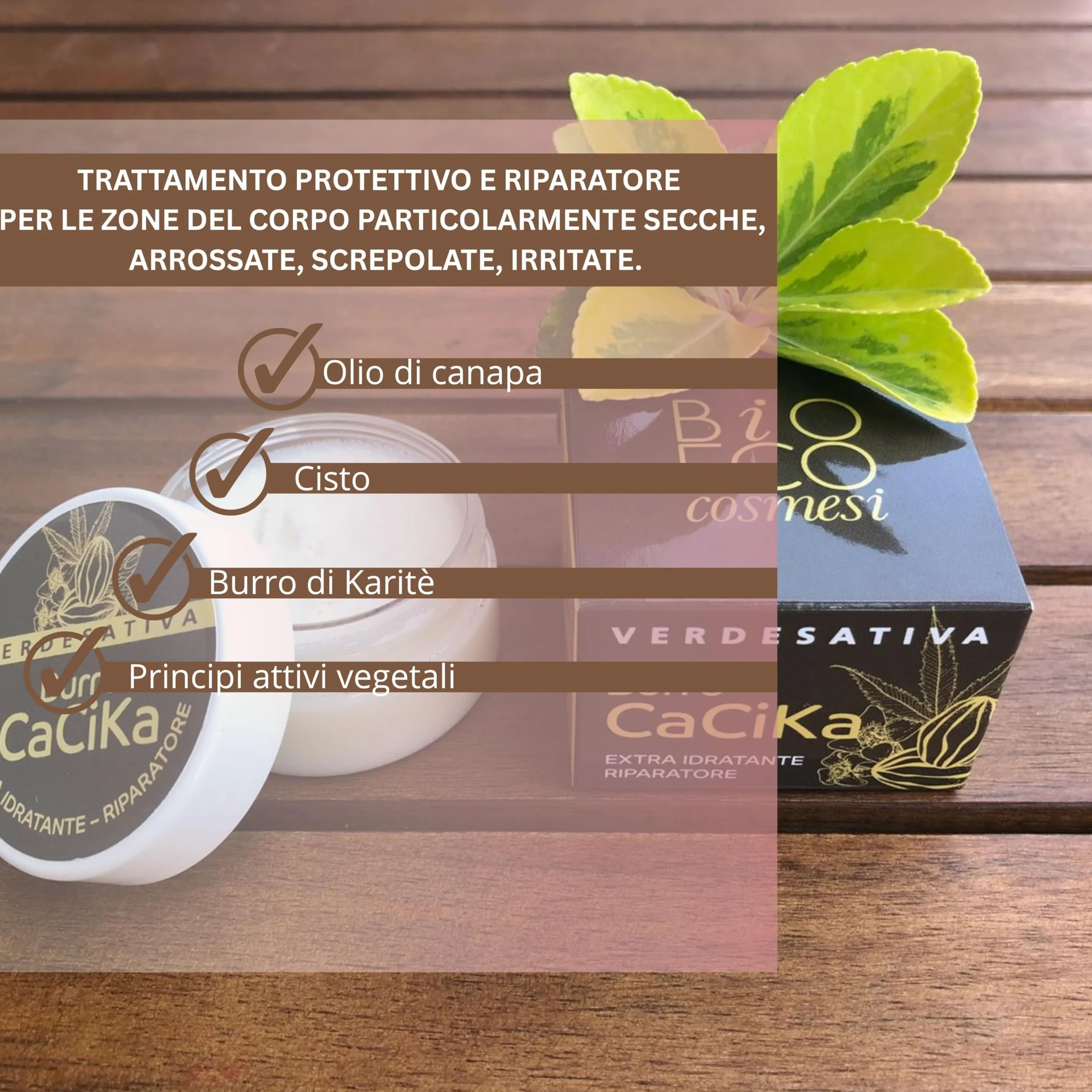 VERDESATIVA Burro Cacika Protettivo e Riparatore - 25 ml - Con Karité, Biologica e Oli Essenziali Naturali - Multiuso per Mani, Labbra, Piedi, Viso e Bambini - 100% Vegetale - Made in Italy