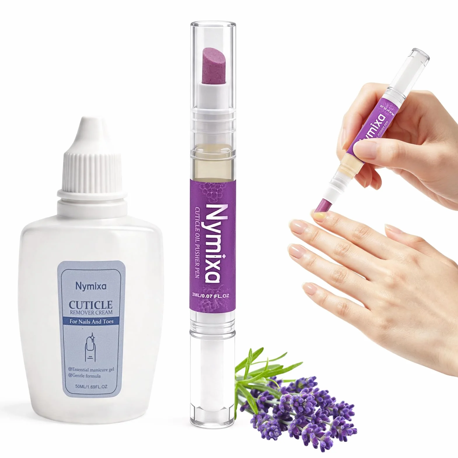 Set per la cura delle unghie 2 pezzi, penna per la cura delle unghie, rimuovi cuticole, penna per olio per cuticole 3 in 1, per riparare unghie screpolate e secche