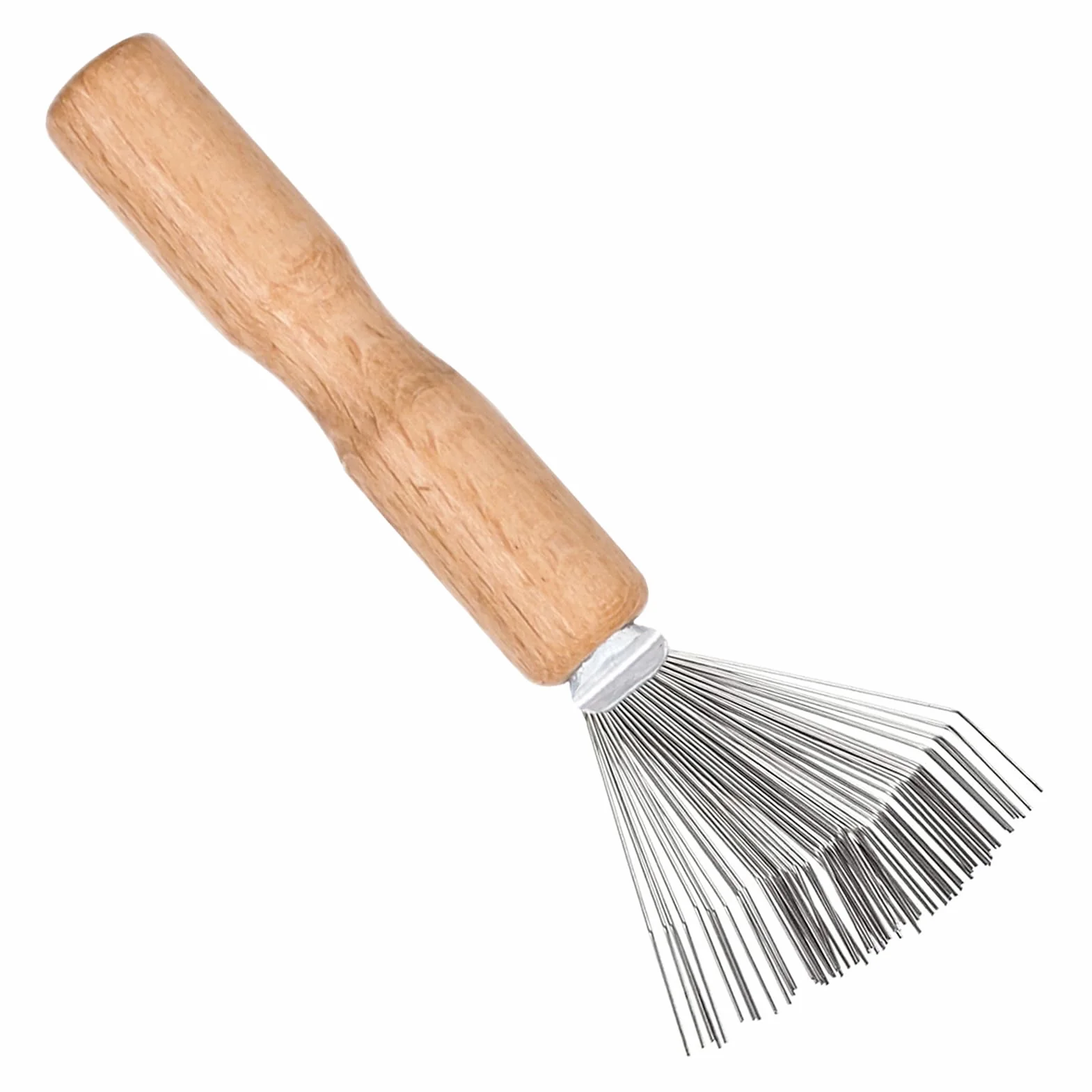 Spazzole per Capelli Strumento Pettine di Pulizia Rastrello con Manico in Legno
